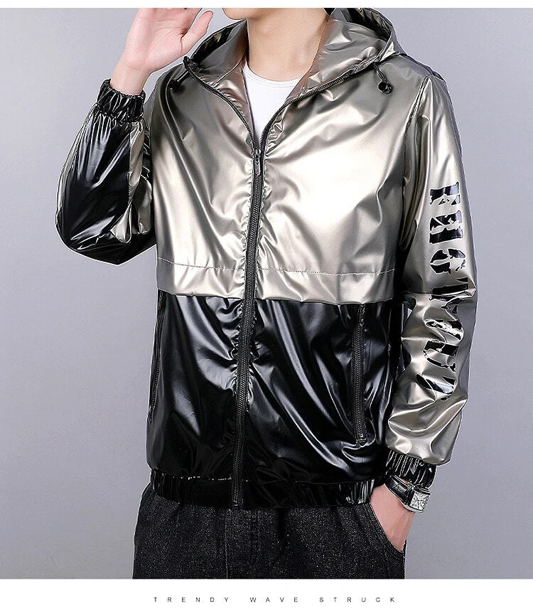Dario - Glänzender Urban Kapuzen-Bomberjacke