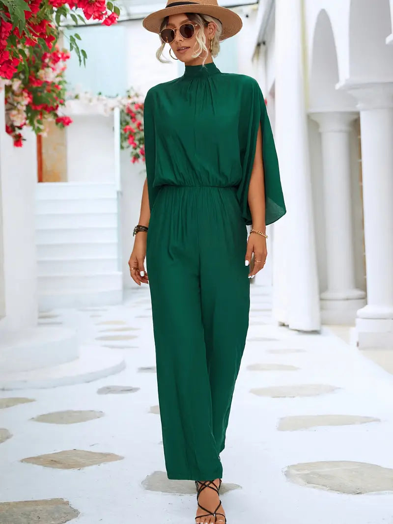 Eleganter Jumpsuit mit Stehkragen und 3/4-Ärmeln für jede Gelegenheit