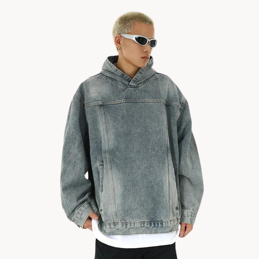 Mikhail | Urban Denim Kapuzenpullover im Vintage-Stil - Stilvolle Alltagsmode