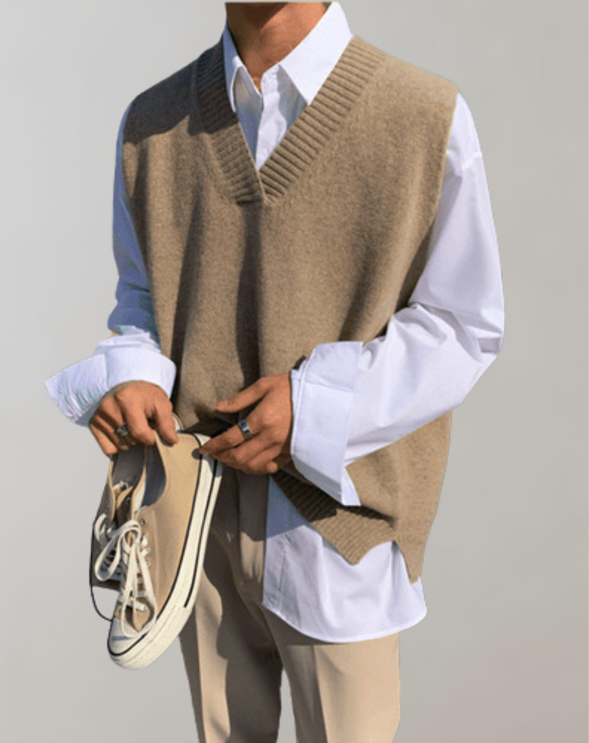 Manfrin - Sleeveless V-neck Pullover