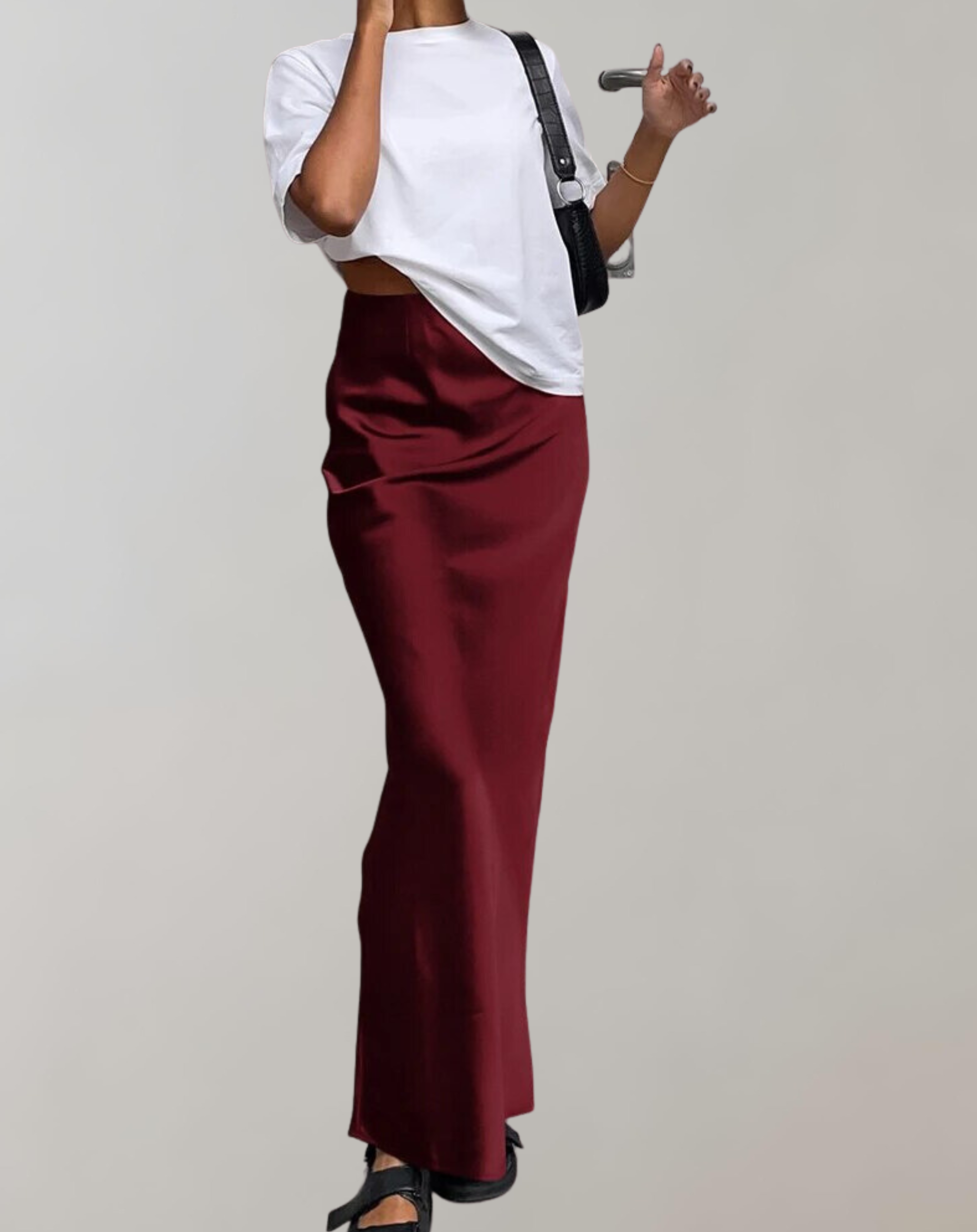 Isa - Elegante Satin Schwarz Trompete