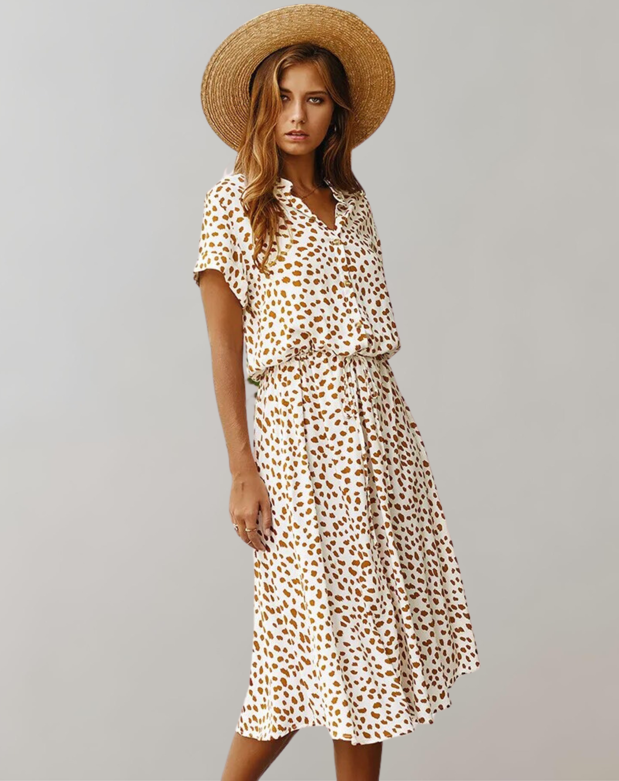 Edith - Frauen Casual Midi Urlaub Sommerkleid