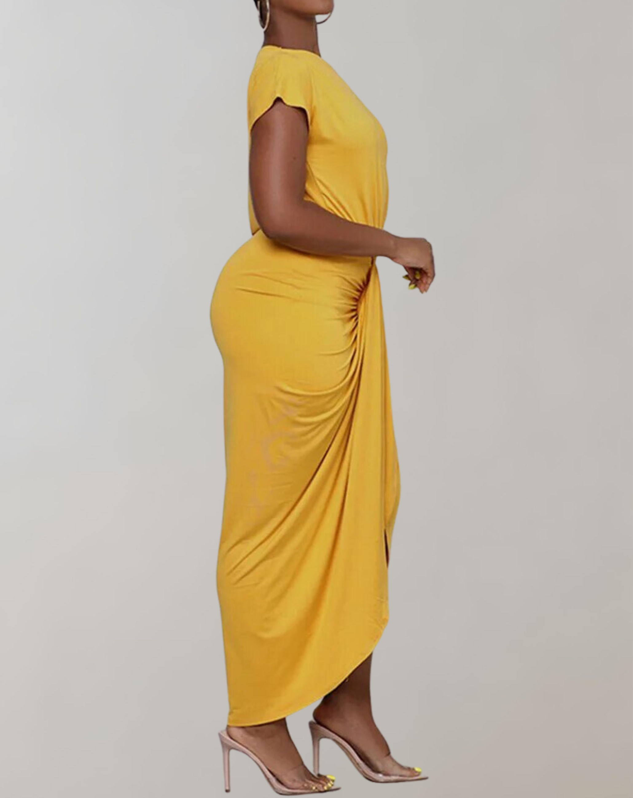 Elvira - Neck Sheath Drapiertes Maxikleid