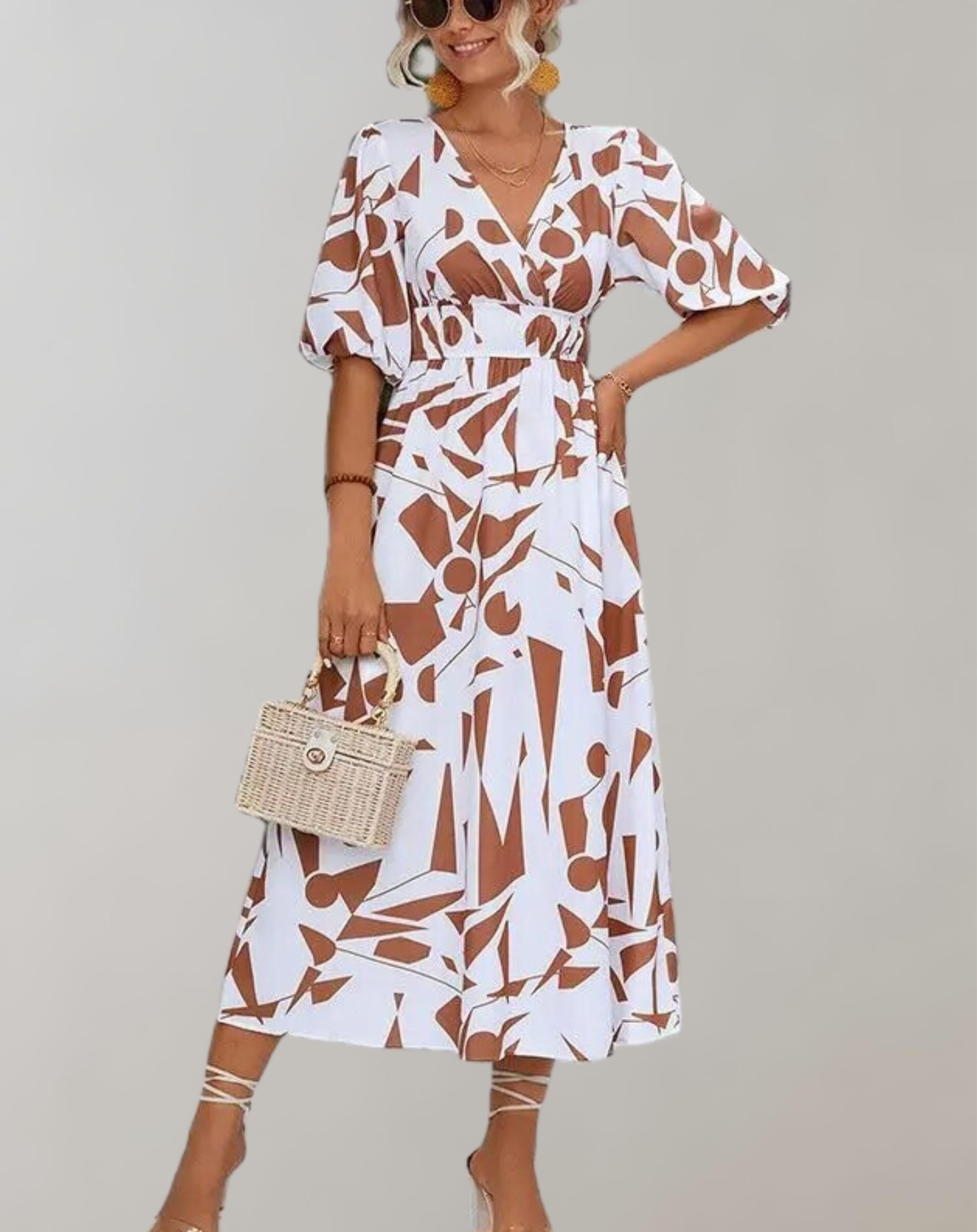 Catrin - Langes Kleid Damen Puffärmel