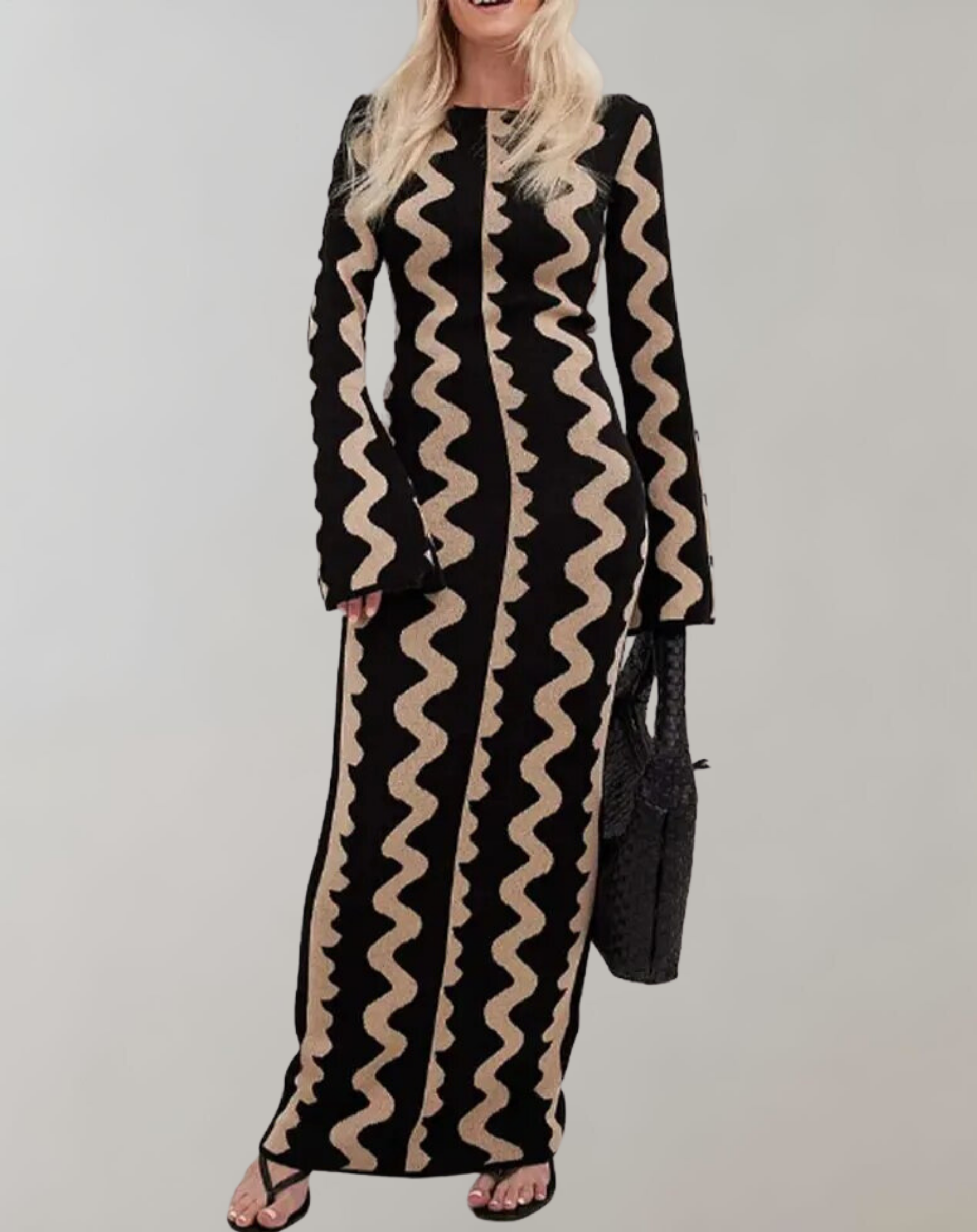 Maria -  Elegantes Gestreiftes Maxikleid