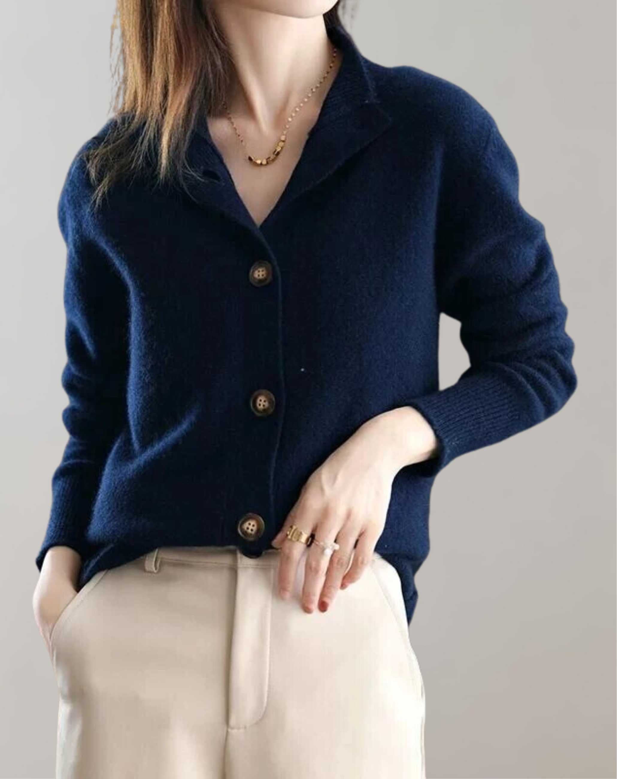 Zita - Eleganter einreihiger Strickpulli