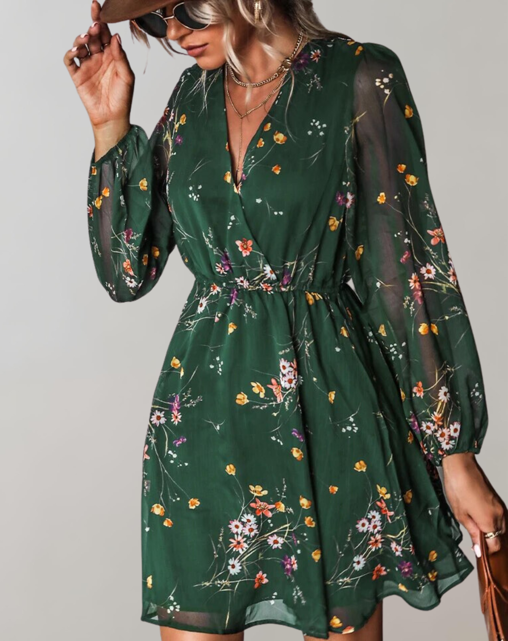 Elyrose - Geblümtes Chiffon-Minikleid