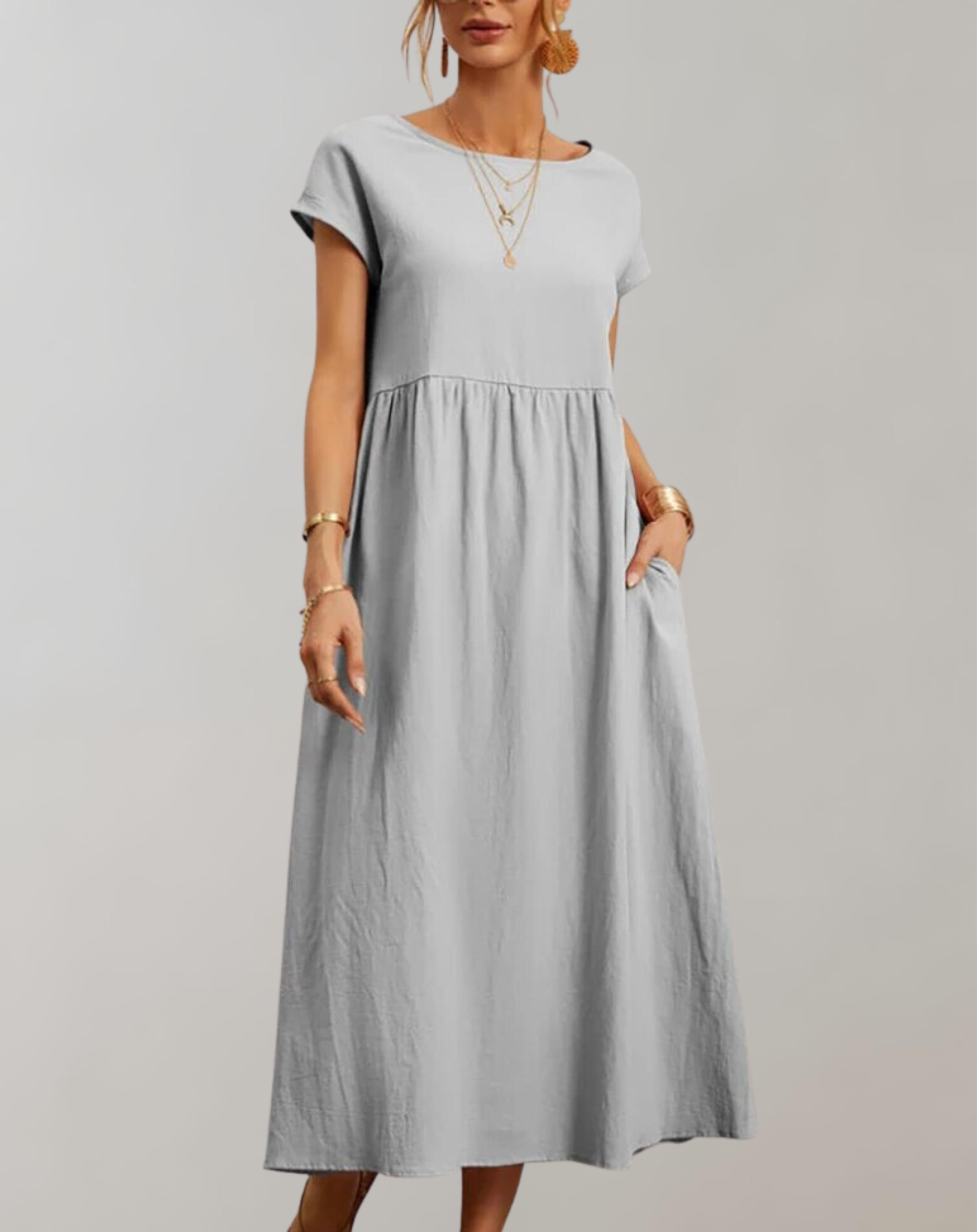 Ella - Vintage Solides Midikleid