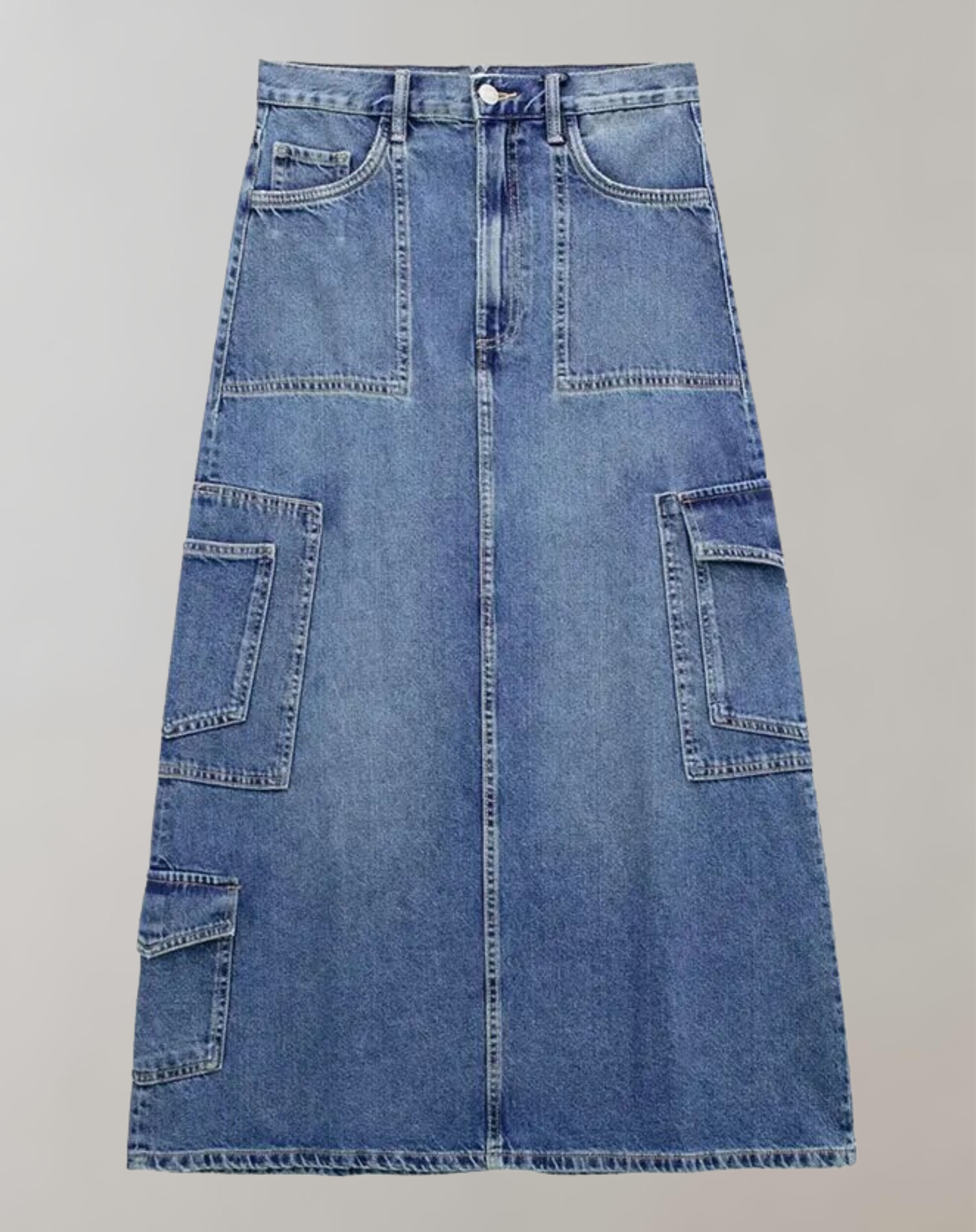 Melissa - Blauer Denim Rock Taschen