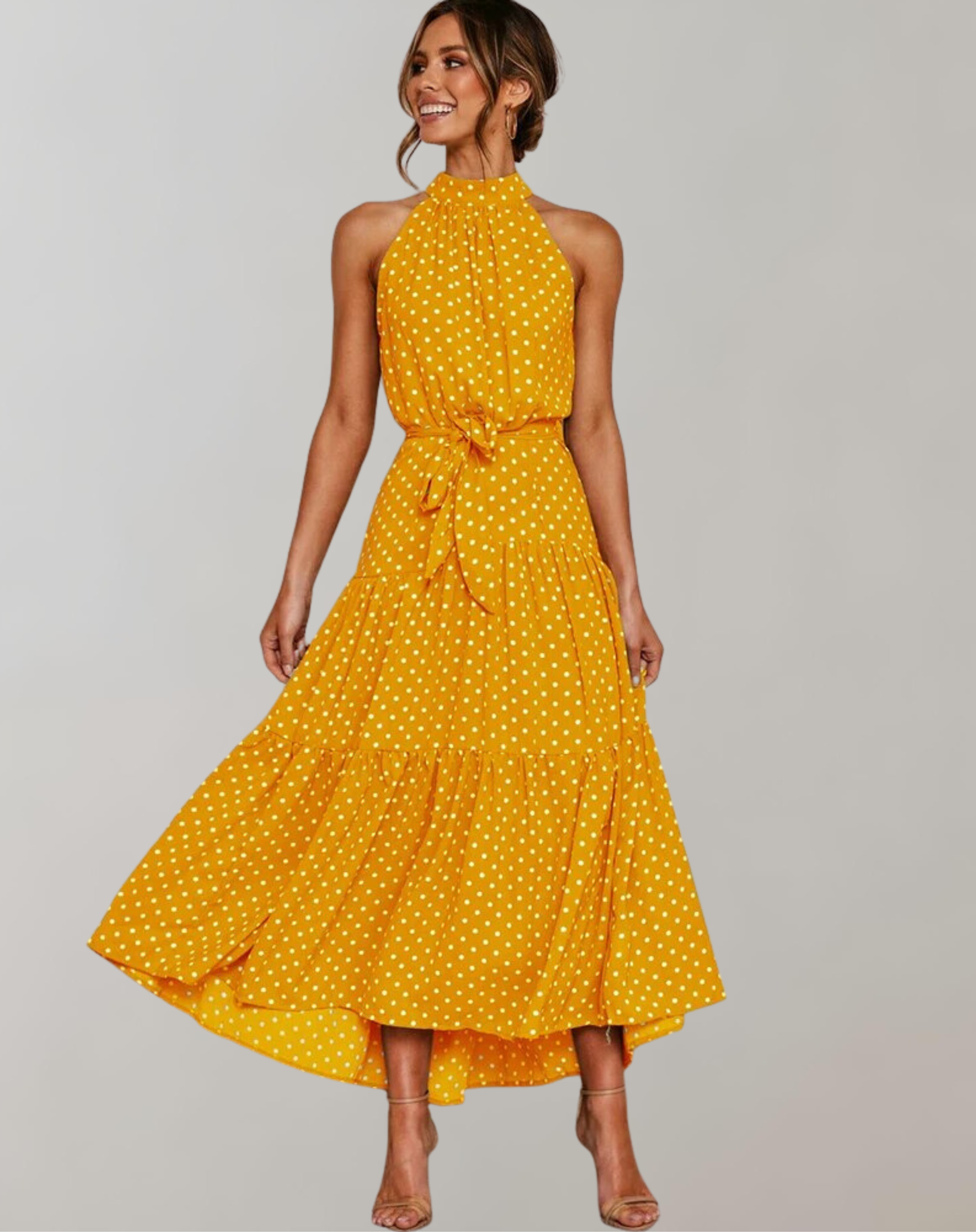 Britta - Langes Kleid Polka Dot Casual