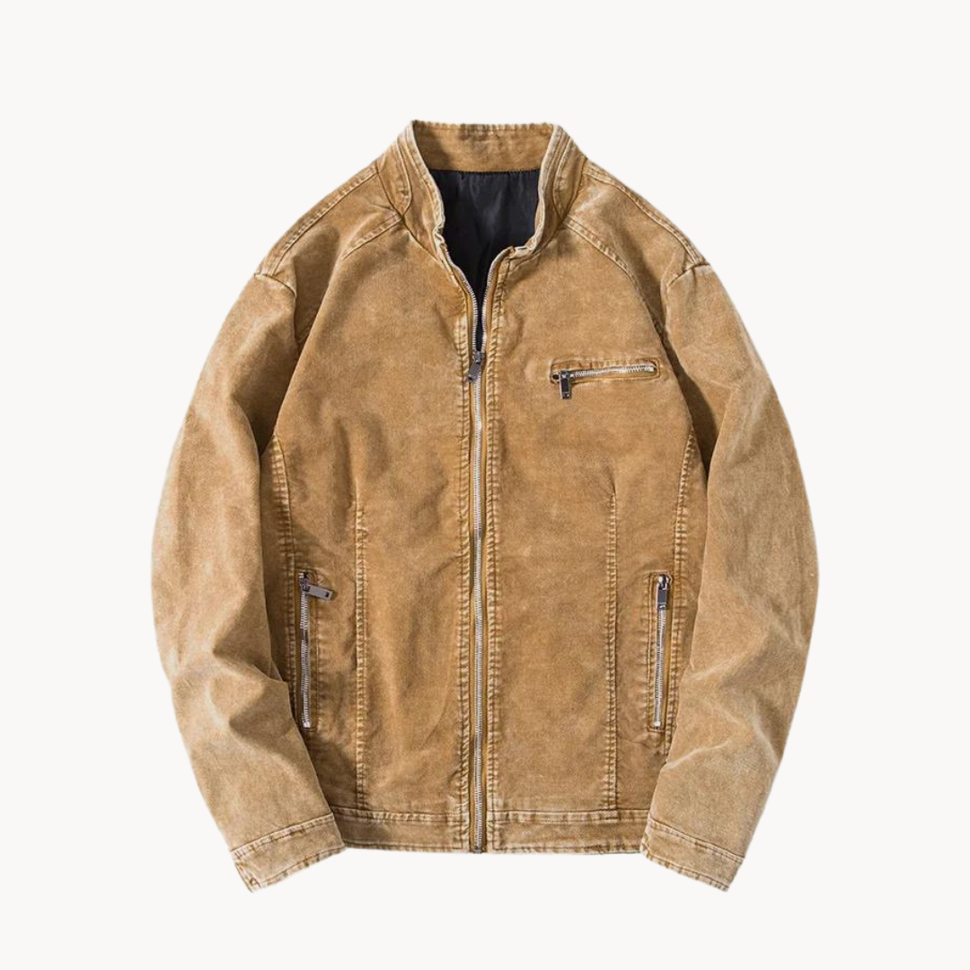 Daryl | Retro Denim Jacke mit Stehkragen und Reißverschluss - Lässige & Stilvolle Oberbekleidung für Herren