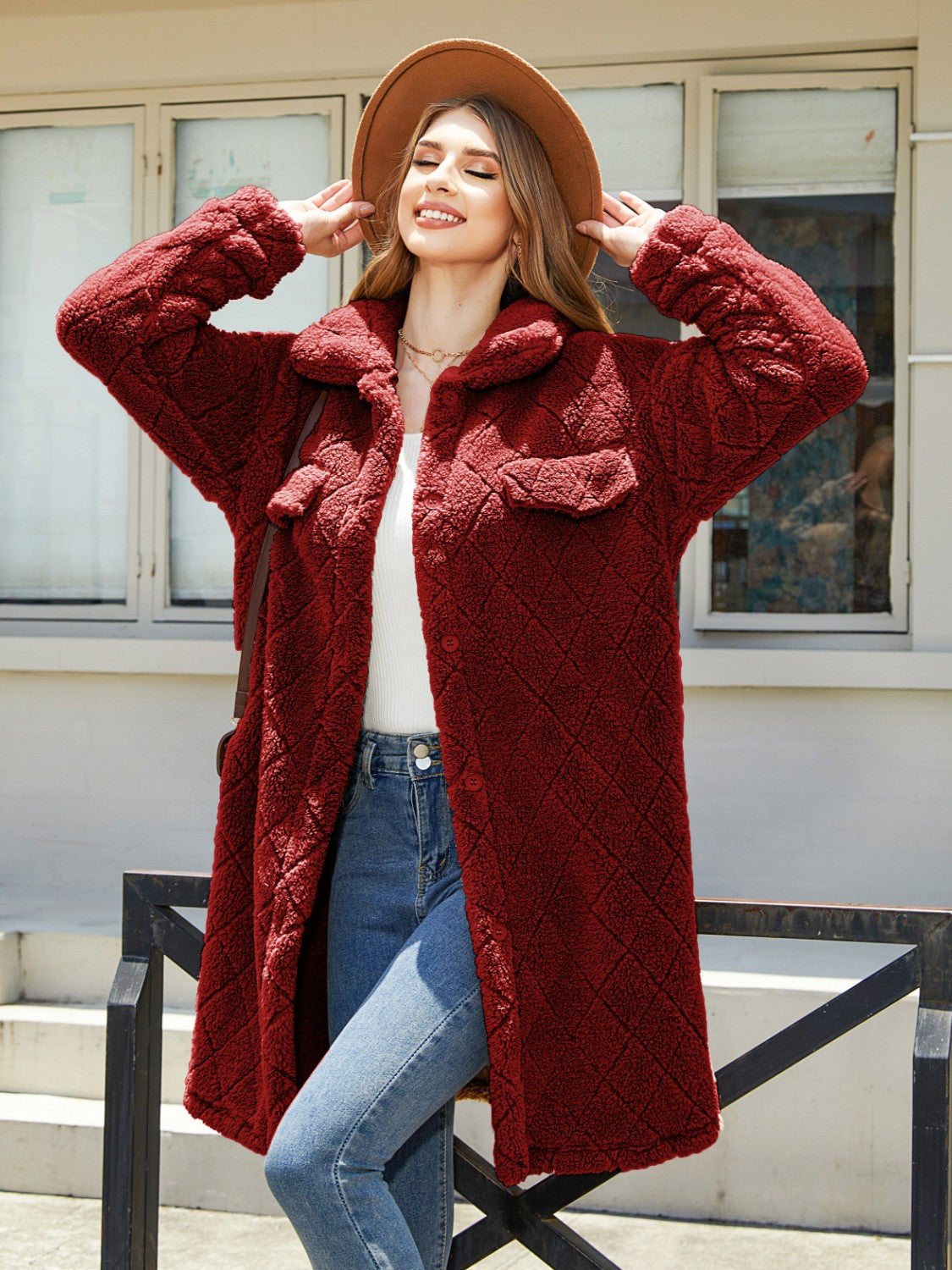 Elowen | Gemütlicher Oversized-Textur-Knopf-Jacke mit Heruntergesetzten Schultern
