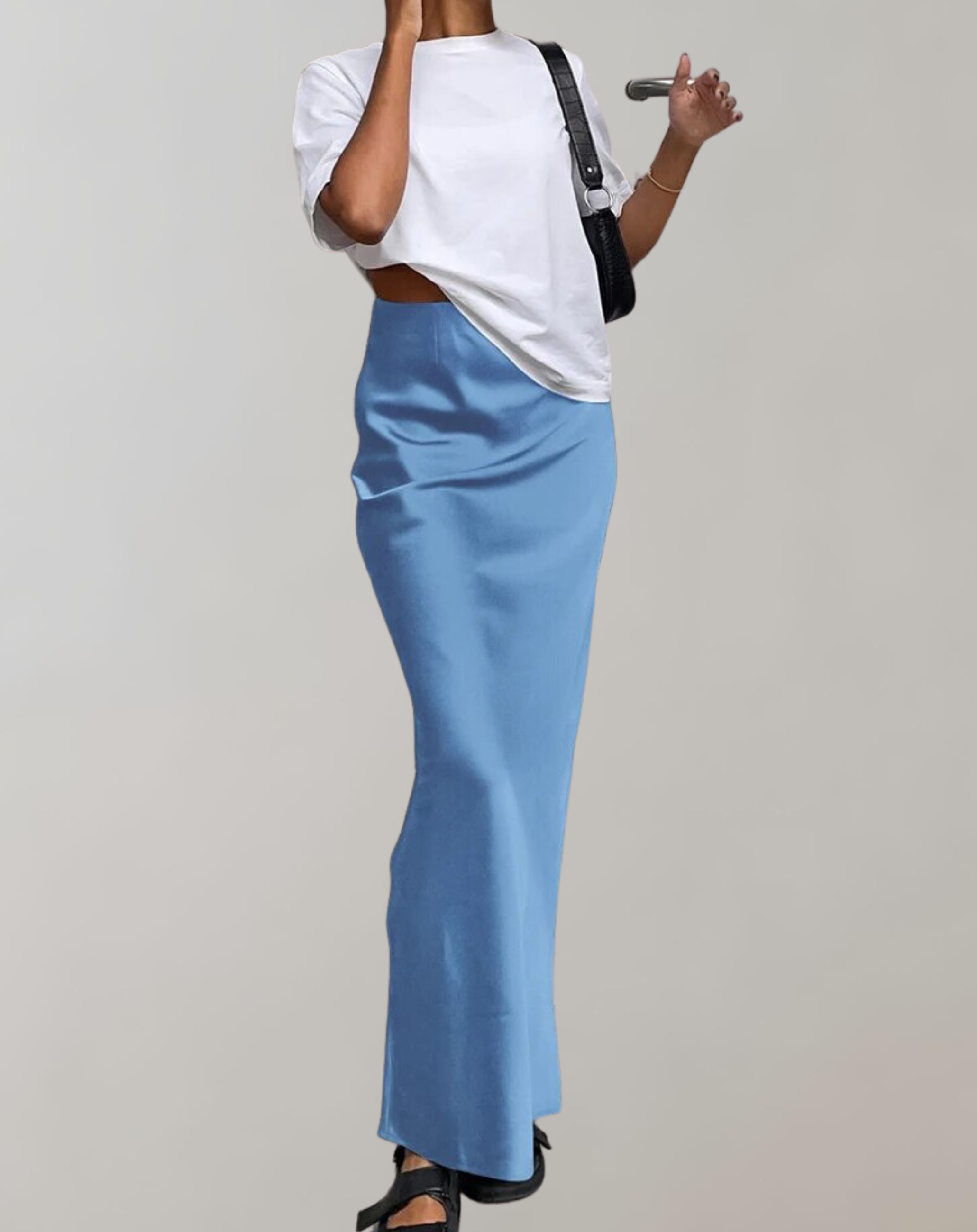 Isa - Elegante Satin Schwarz Trompete