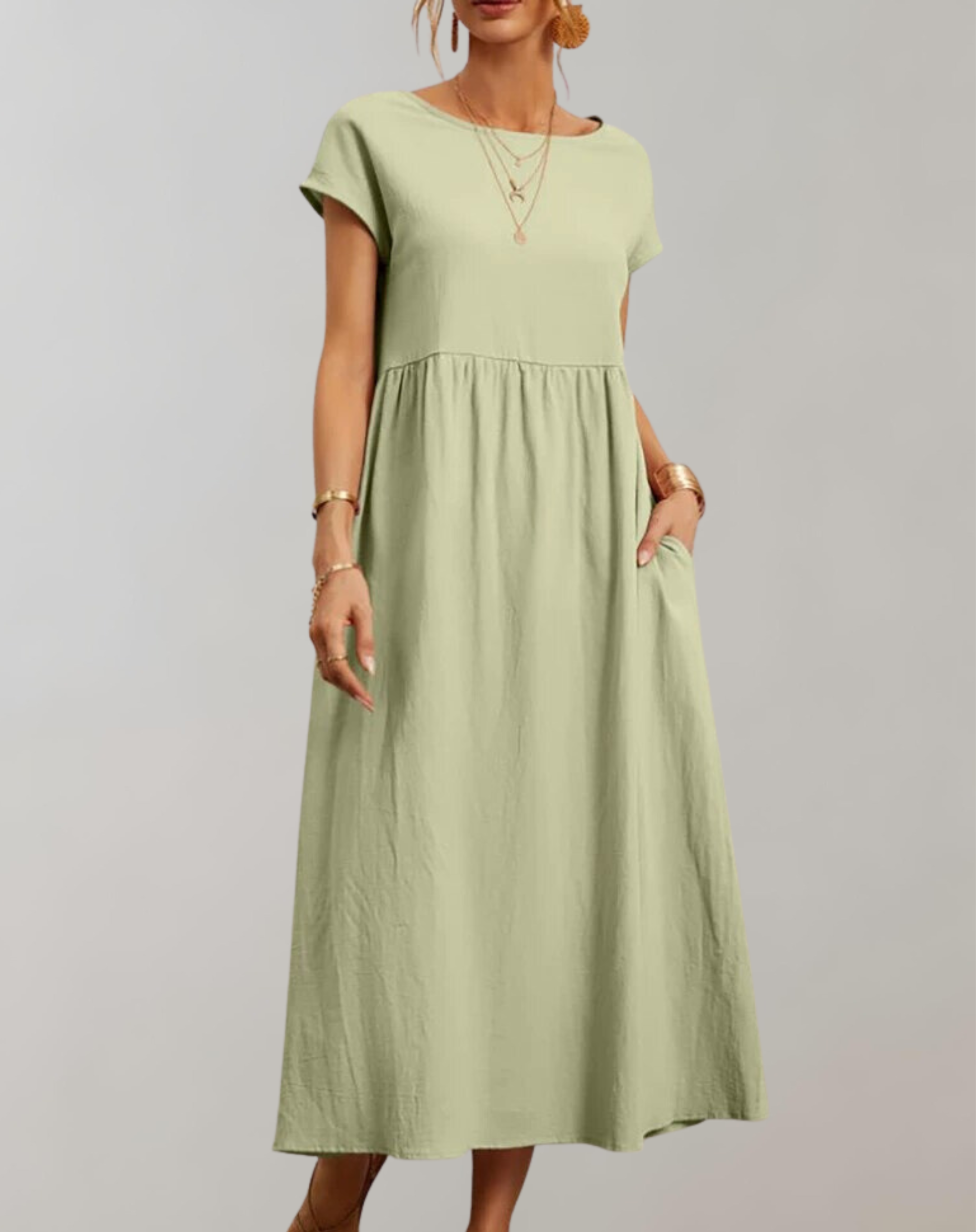 Ella - Vintage Solides Midikleid
