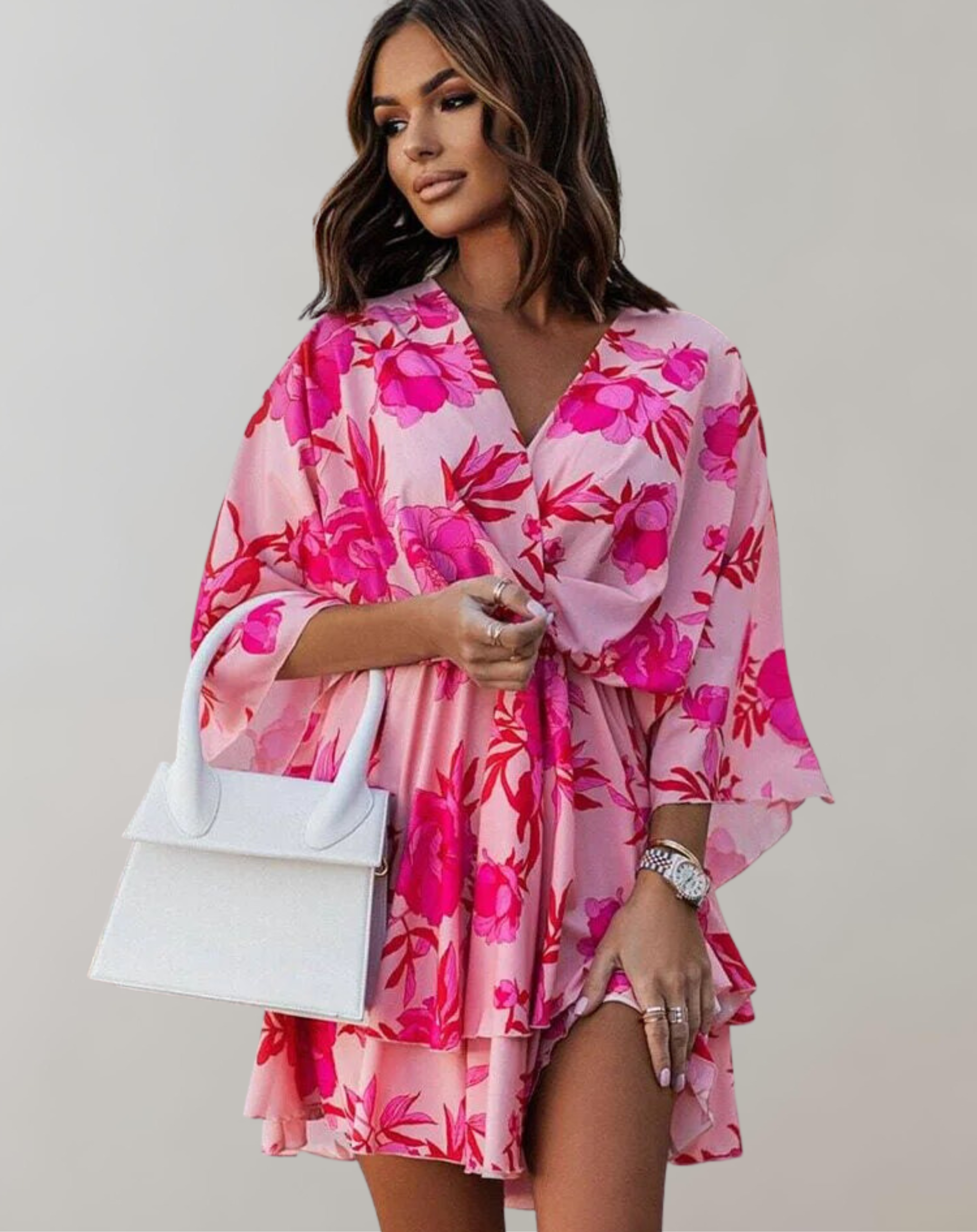 Katja - Damen V-Ausschnitt Fledermausärmel