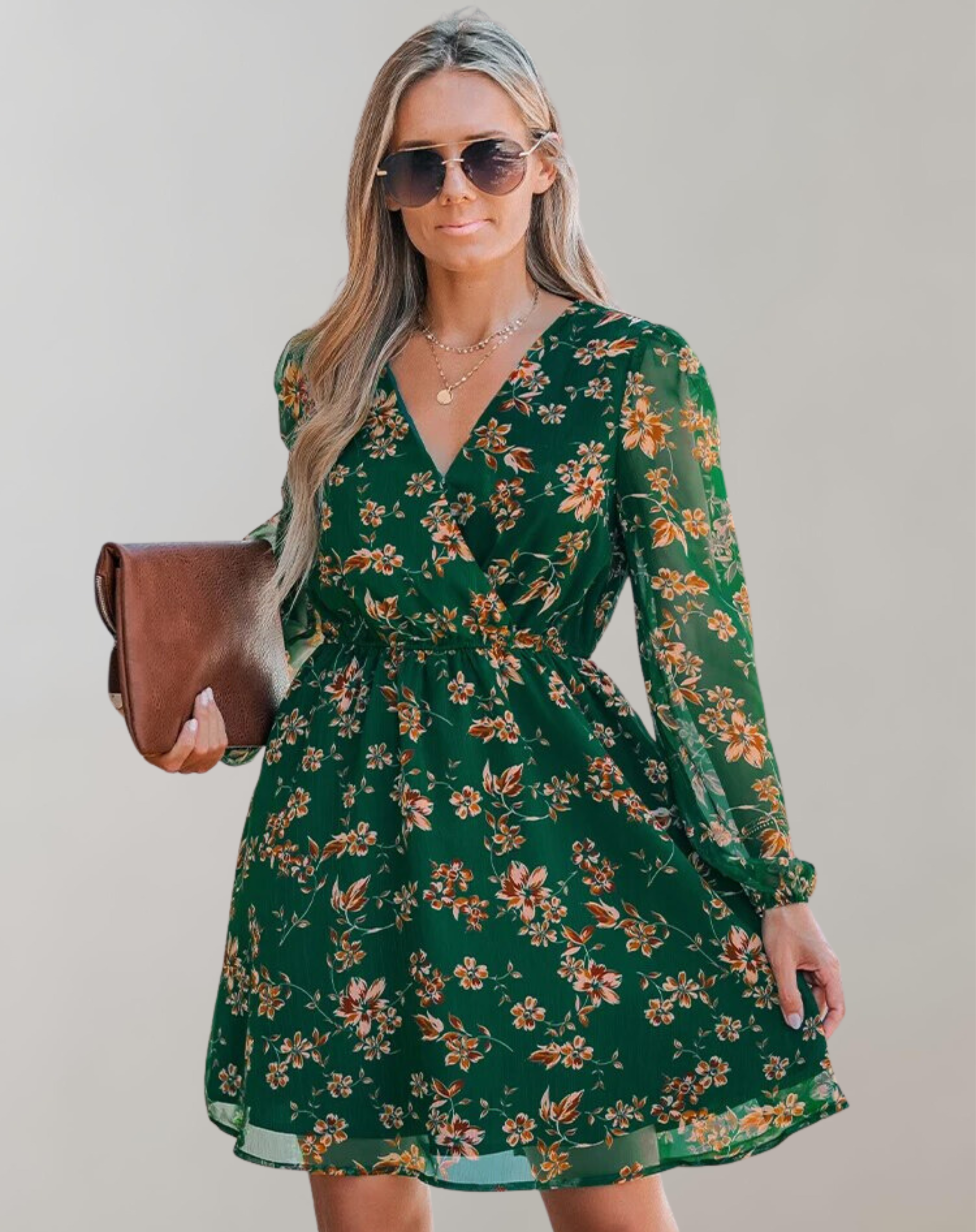 Elyrose - Geblümtes Chiffon-Minikleid