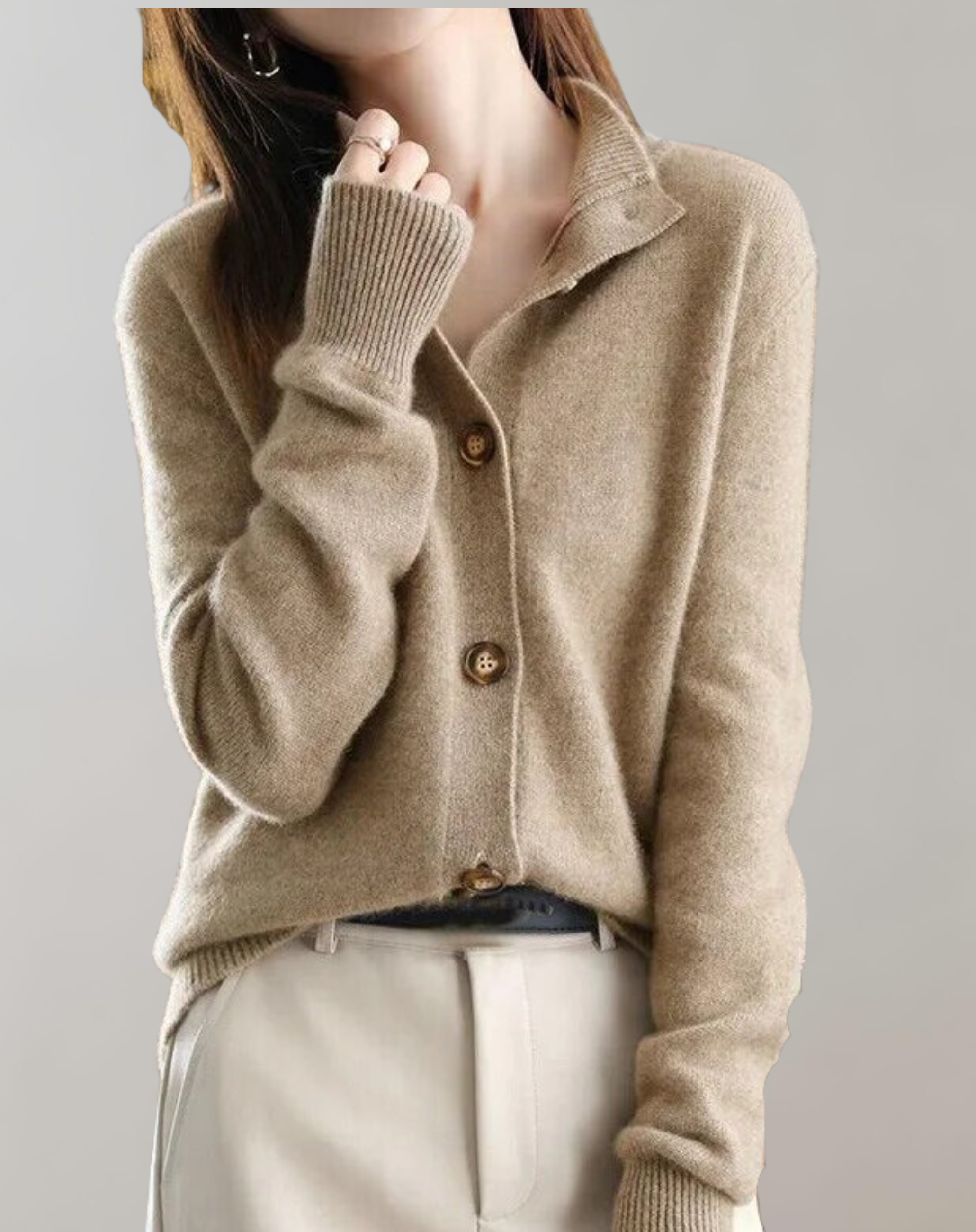 Zita - Eleganter einreihiger Strickpulli