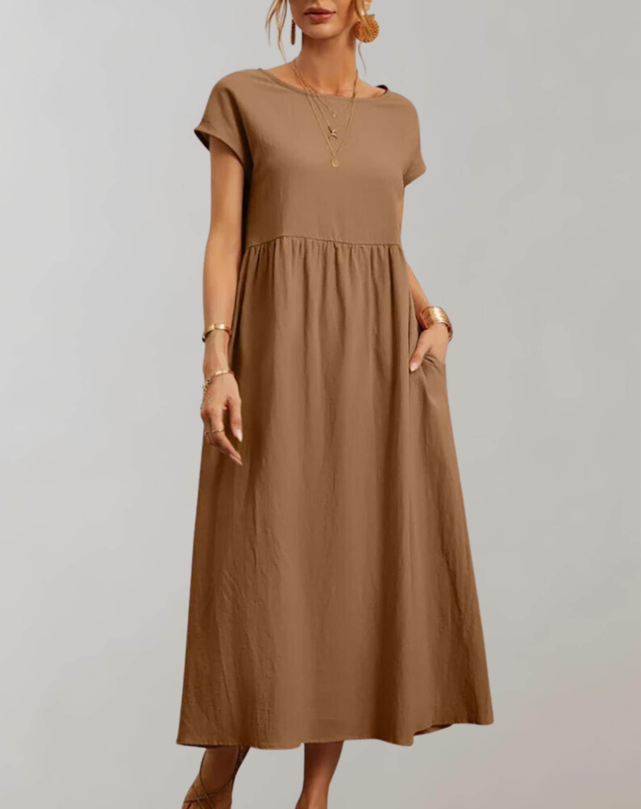 Ella - Vintage Solides Midikleid
