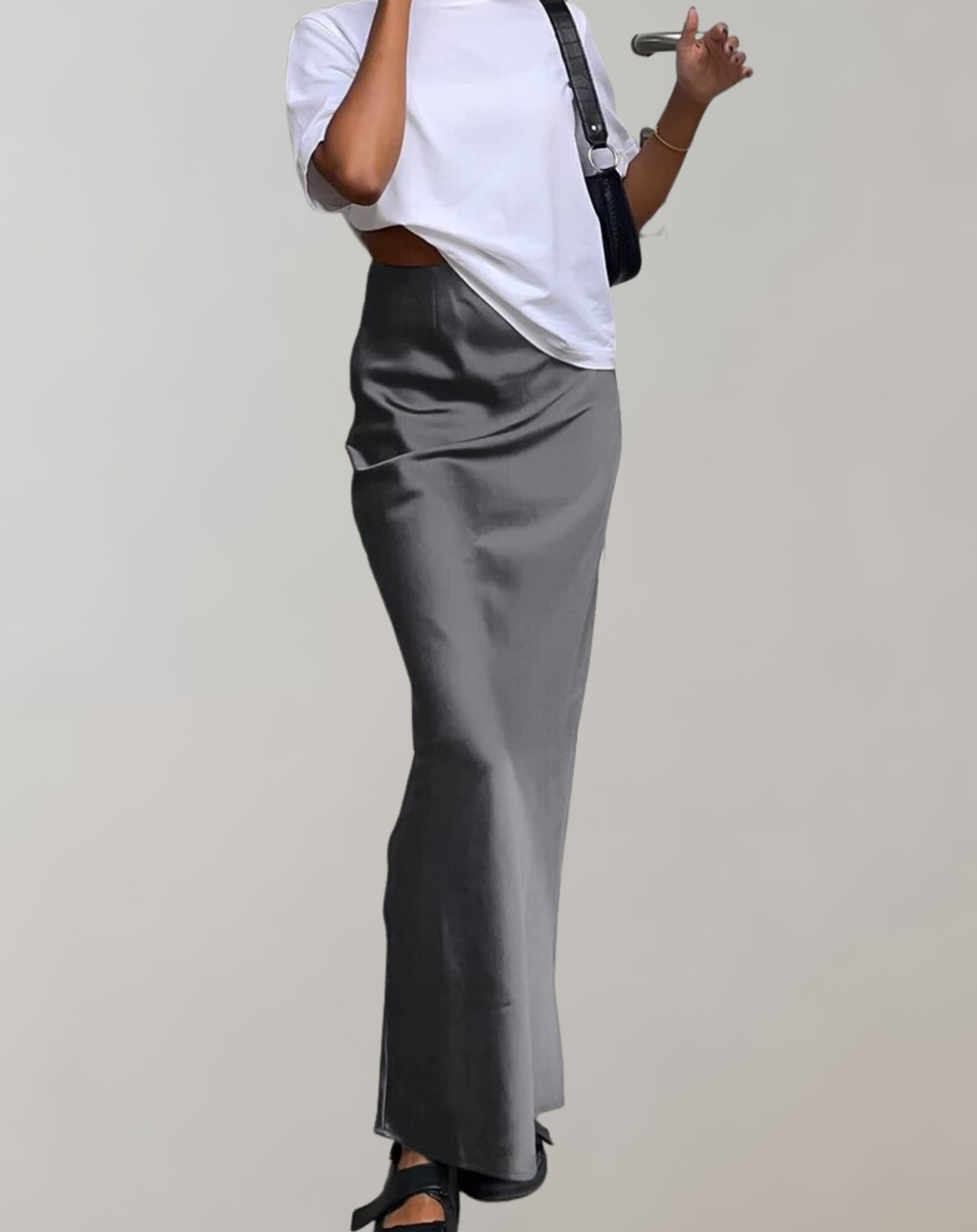 Isa - Elegante Satin Schwarz Trompete