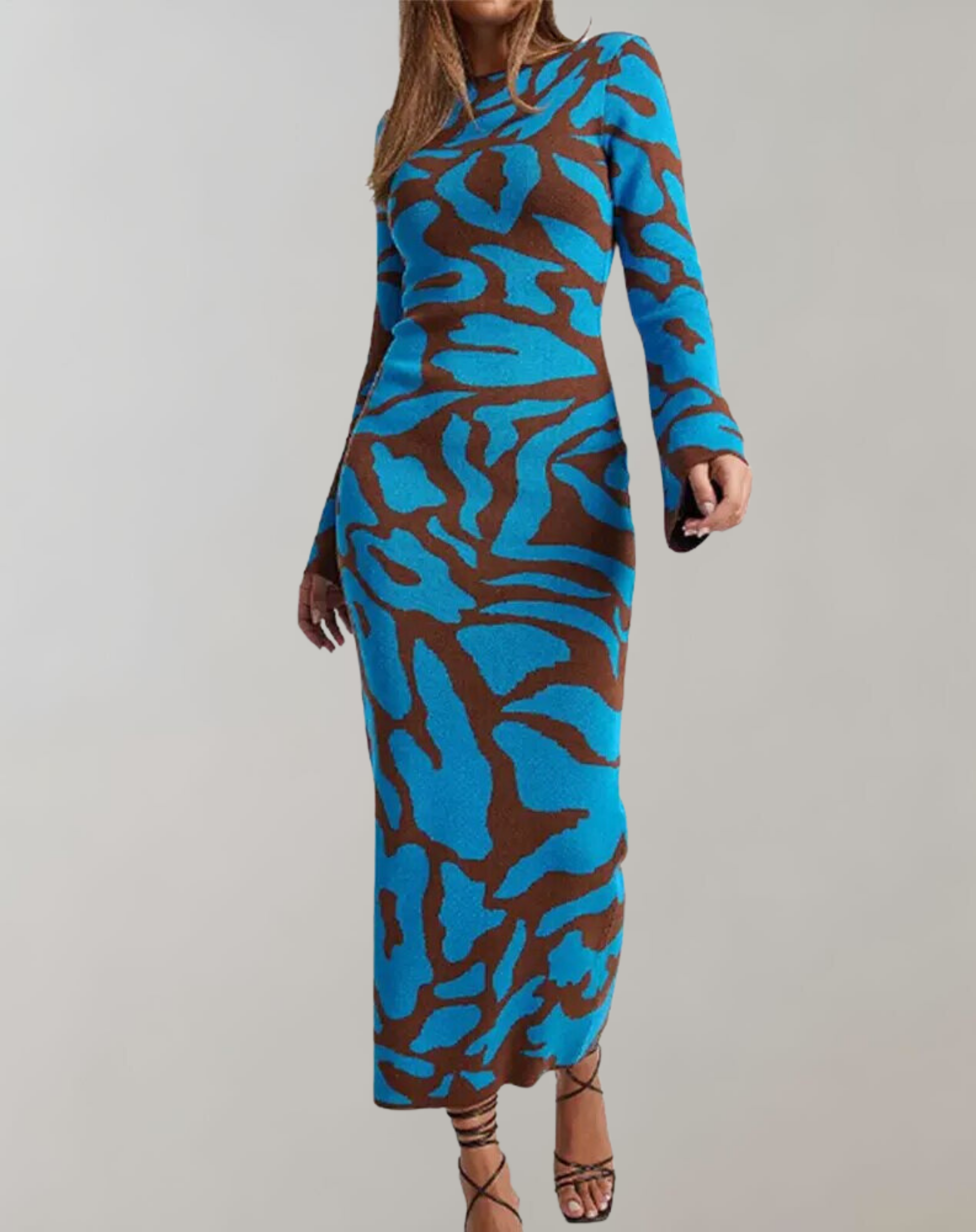 Maria -  Elegantes Gestreiftes Maxikleid