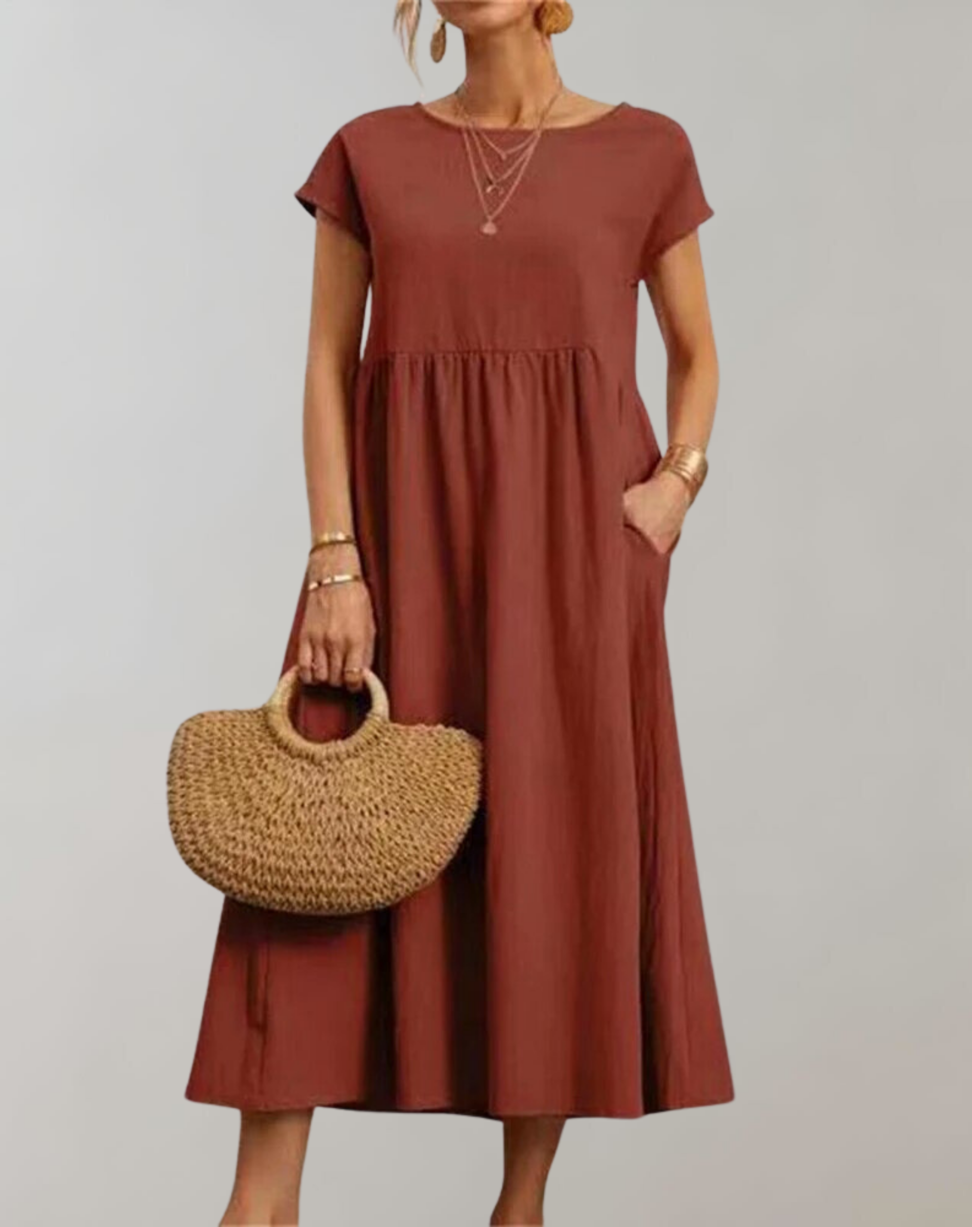 Carina - Vintage Solides Midikleid