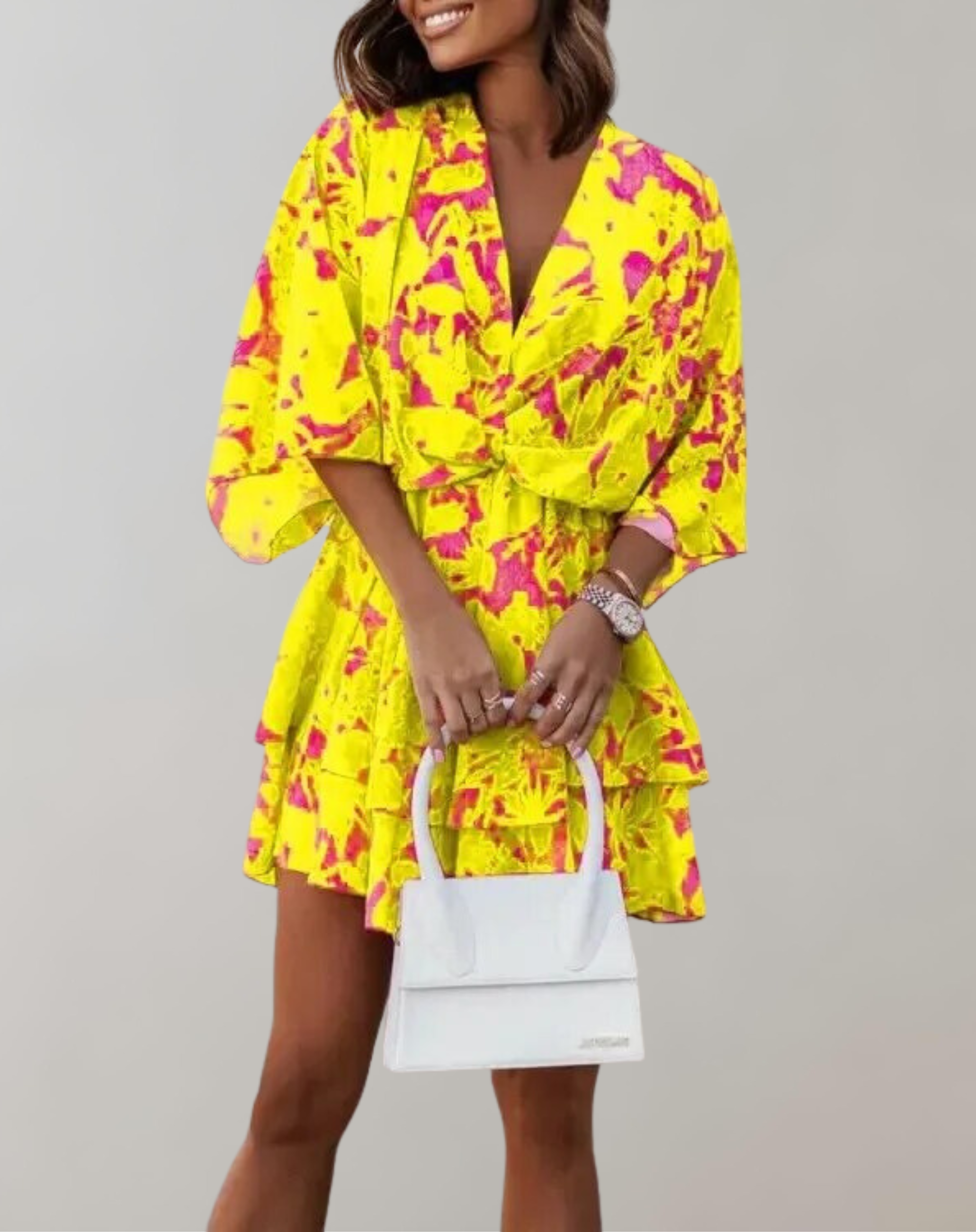 Katja - Damen V-Ausschnitt Fledermausärmel