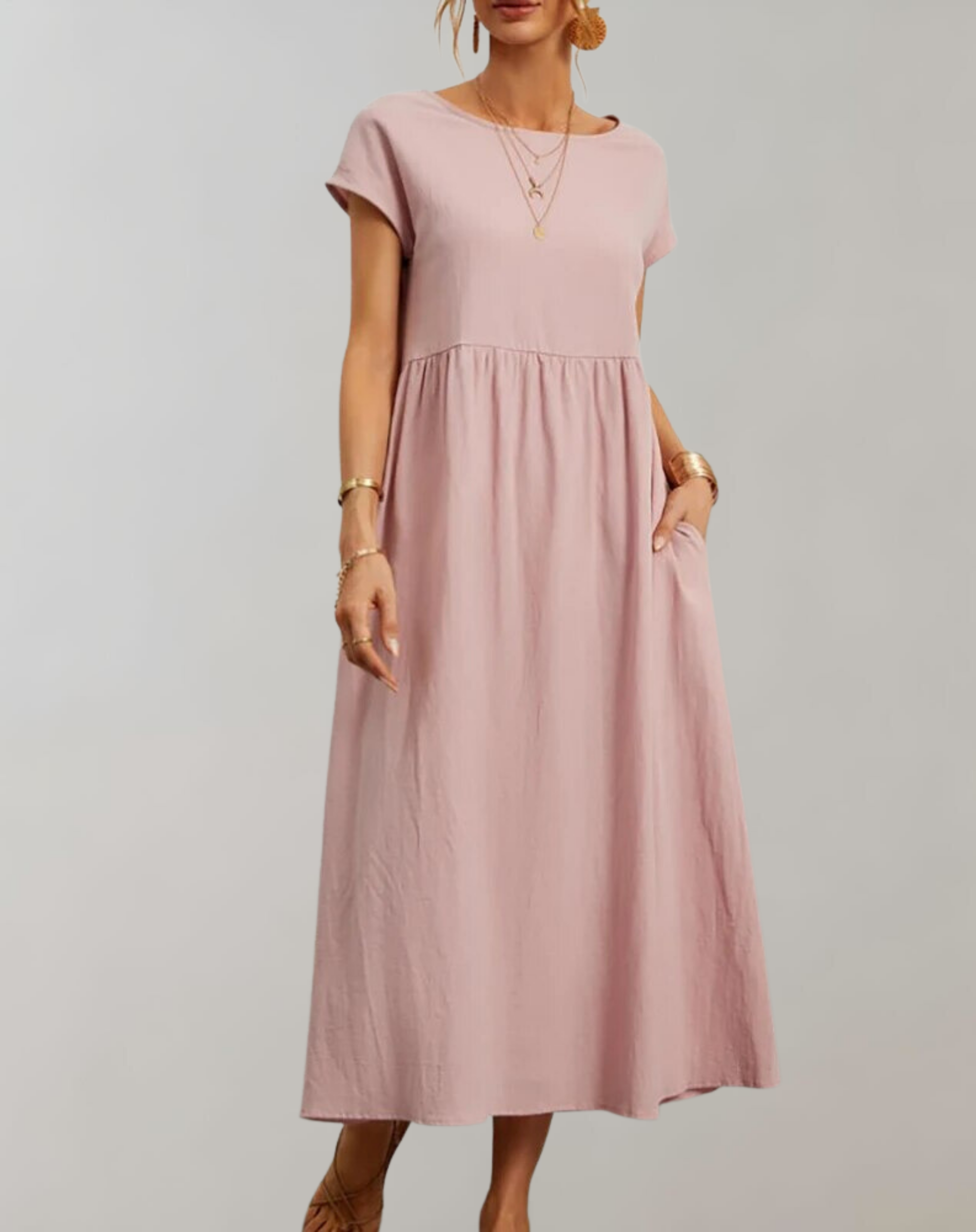 Carina - Vintage Solides Midikleid