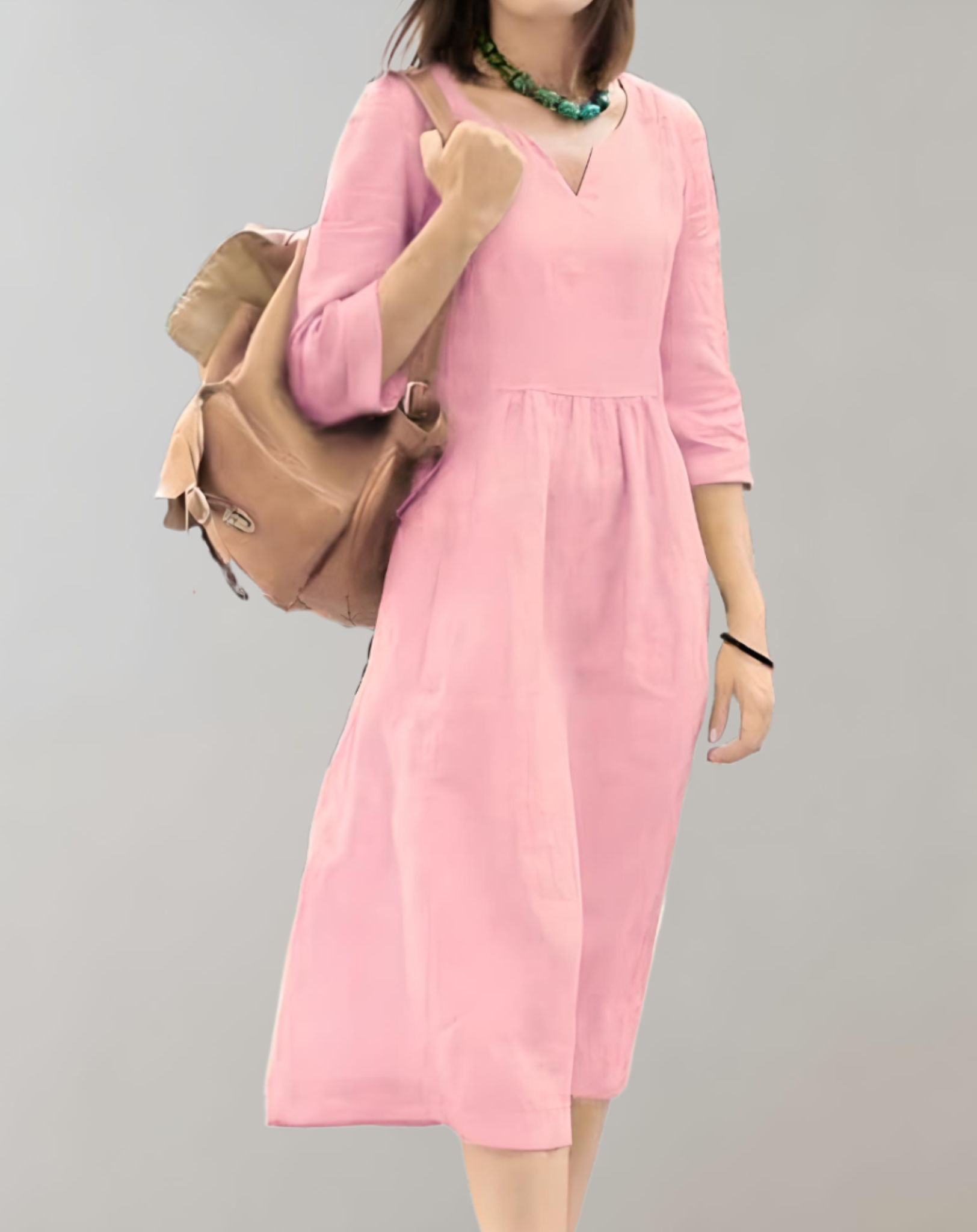 Mandy - Schlichtes Minikleid mit tiefem V Ausschnitt und halblangen Ärmeln Kleid