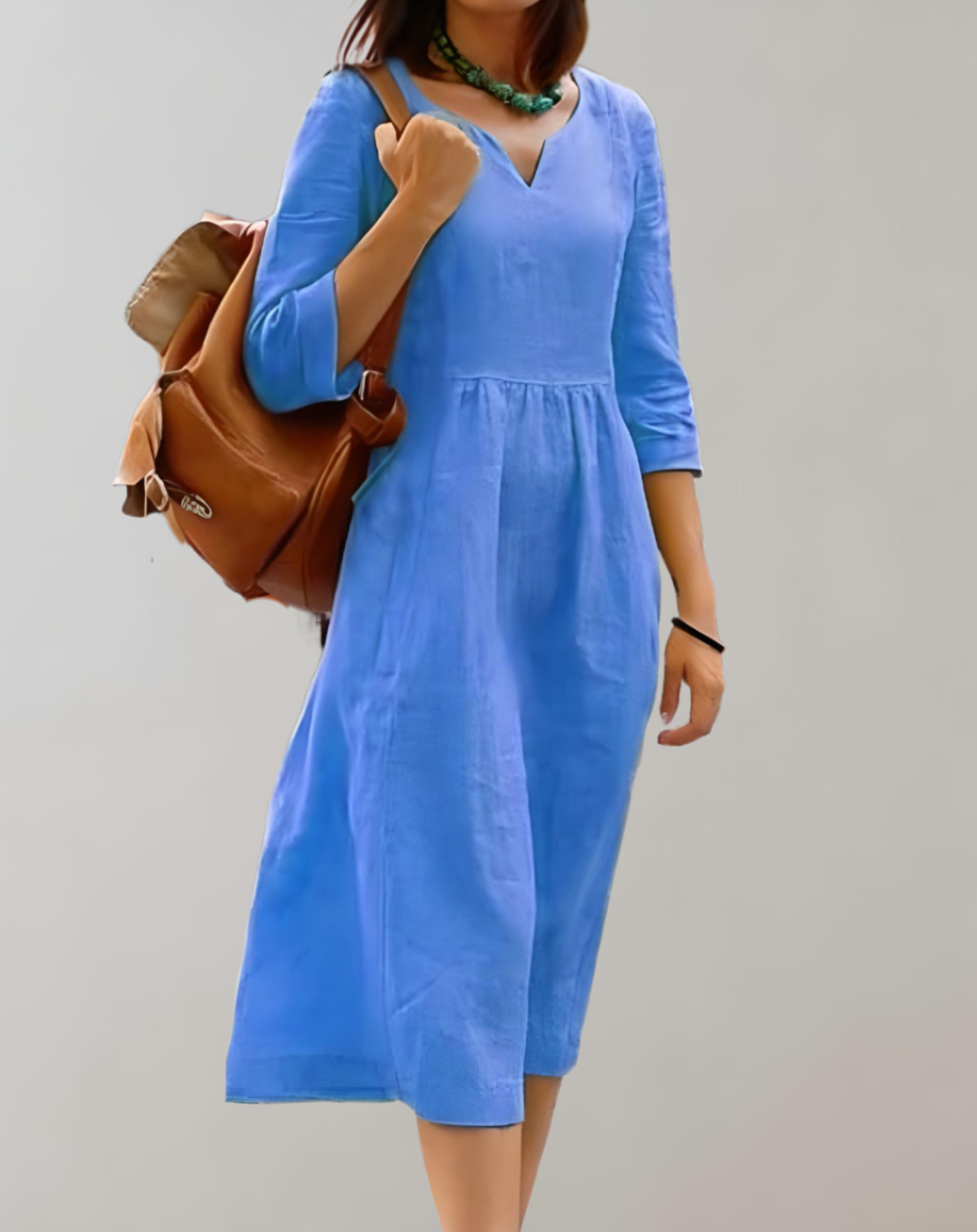 Mandy - Schlichtes Minikleid mit tiefem V Ausschnitt und halblangen Ärmeln Kleid