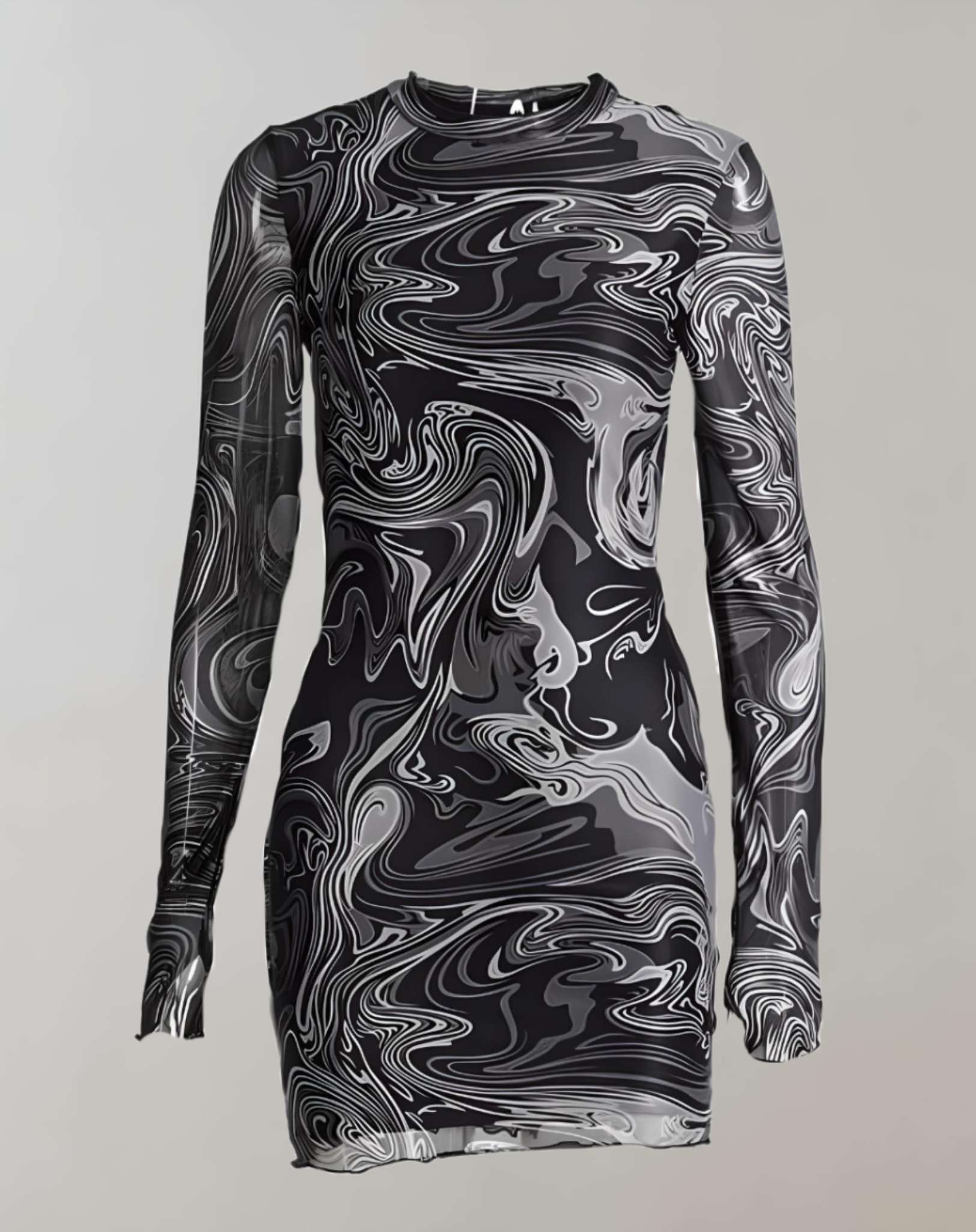 Ophelia -  Figurbetontes Kleid mit zufälligem Druckdesign und langen Ärmeln Kleid
