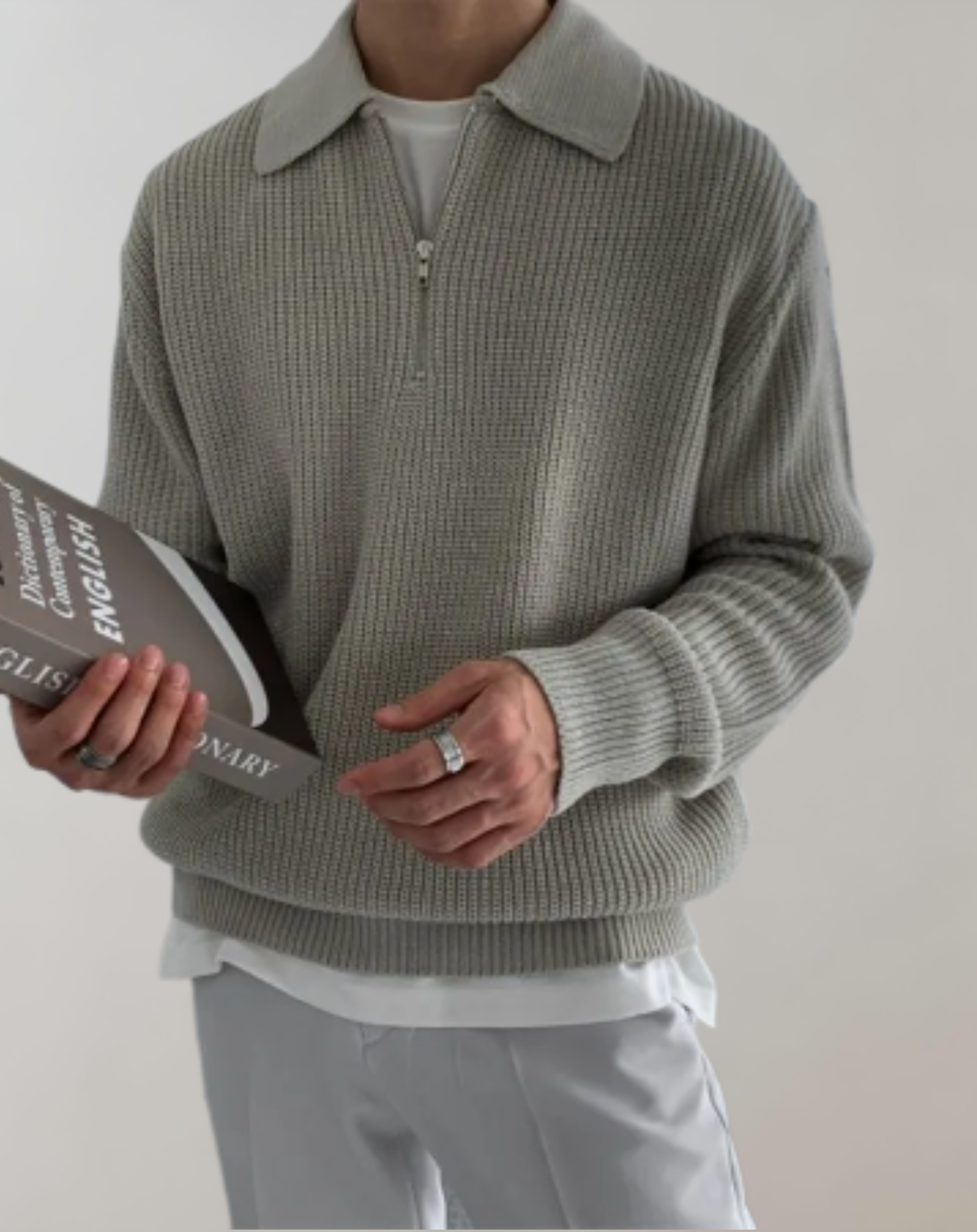 Brian - Übergroßer Pullover für Herren mit Mini Reißverschluss Pullover