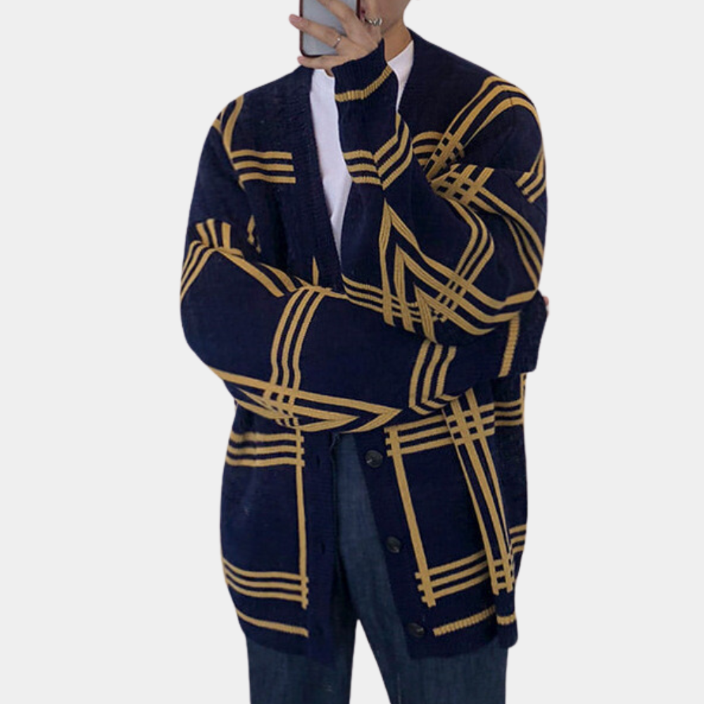 Wylder | Retro-luxuriöses oversized gestricktes Karo-Cardigan
