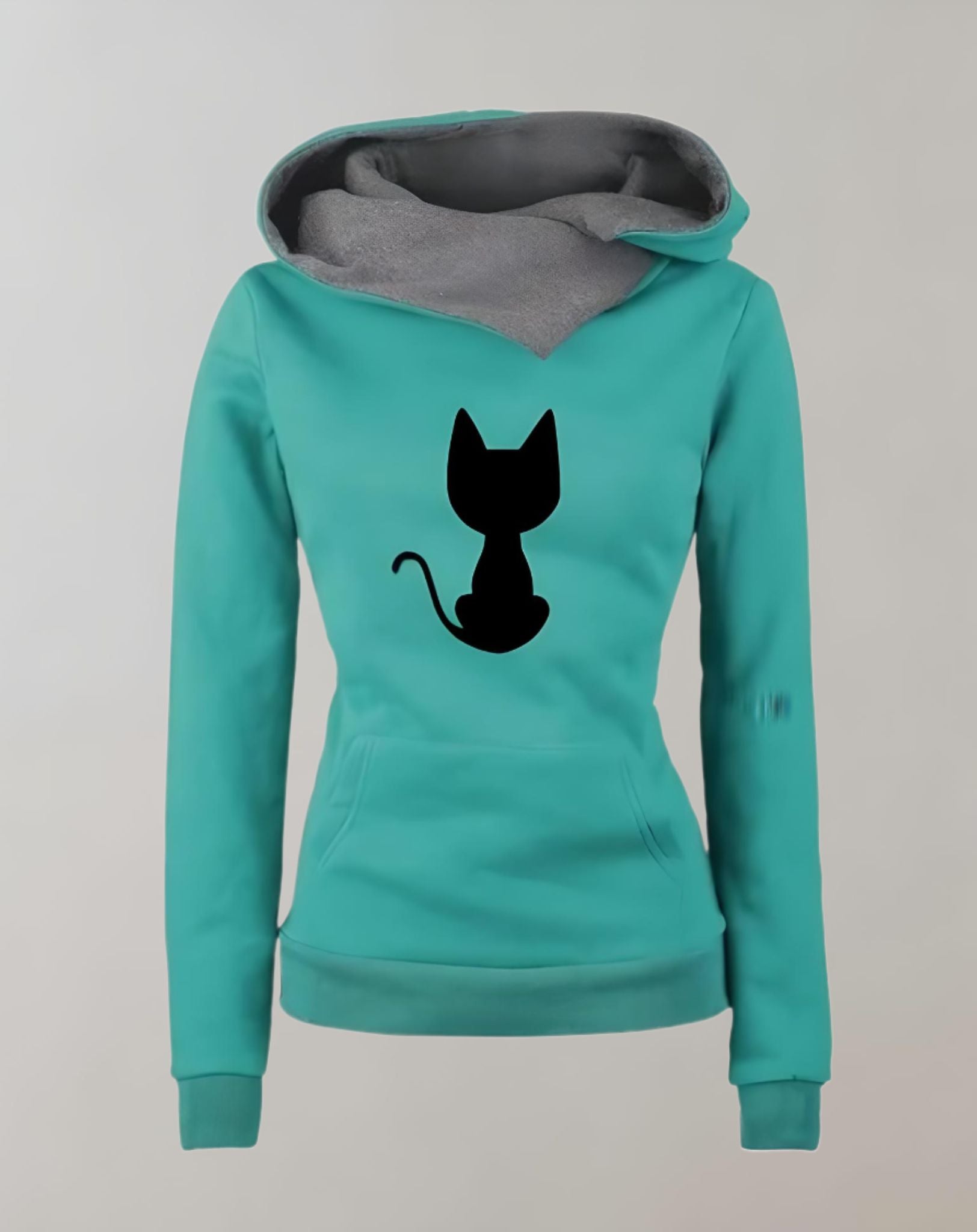 Cassie - Schmal geschnittener mit Vordertasche und zufälligem Druckdesign Kapuzenpullover