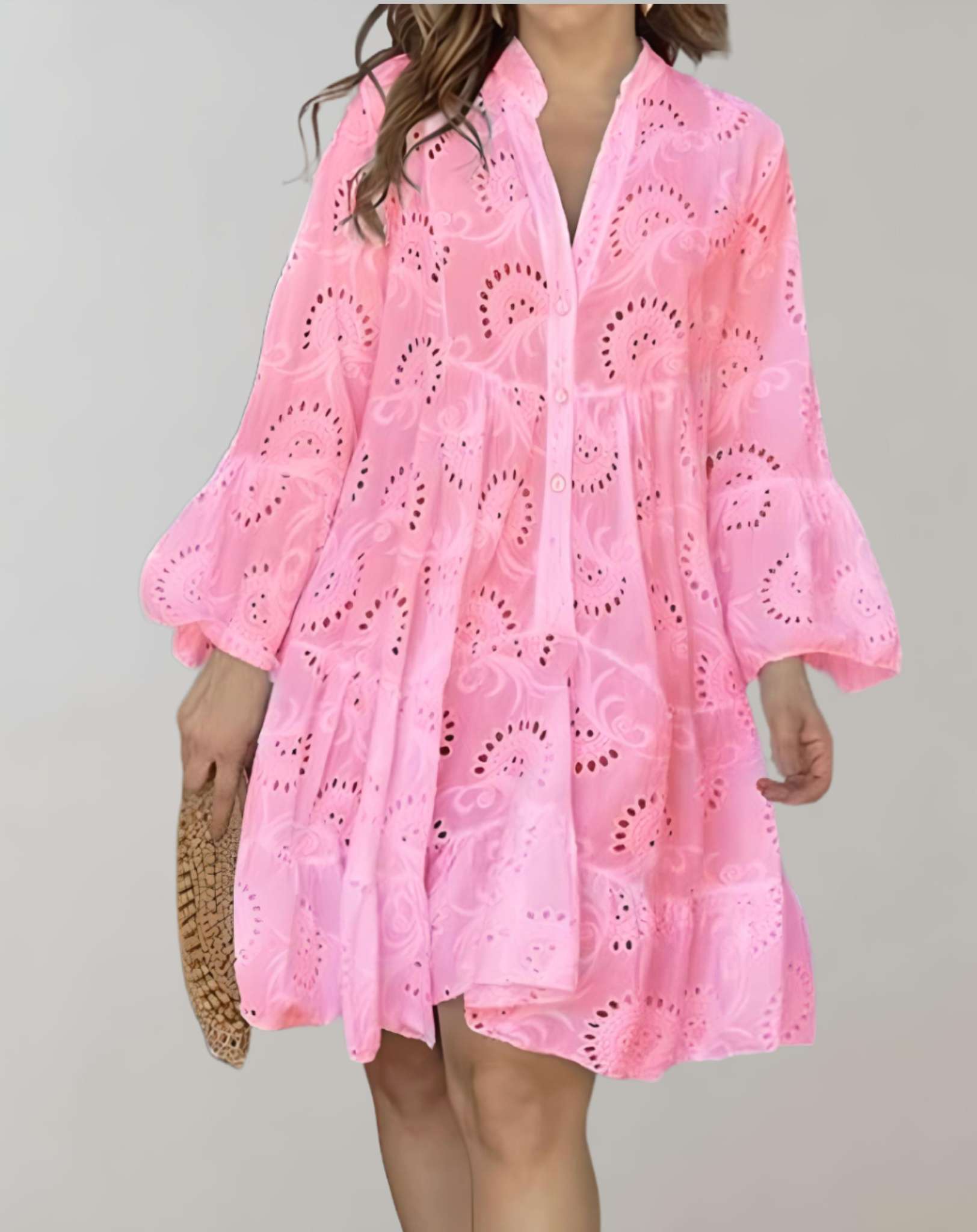 Cheyenne - Minikleid mit tiefem V Ausschnitt und Stickmuster Kleid