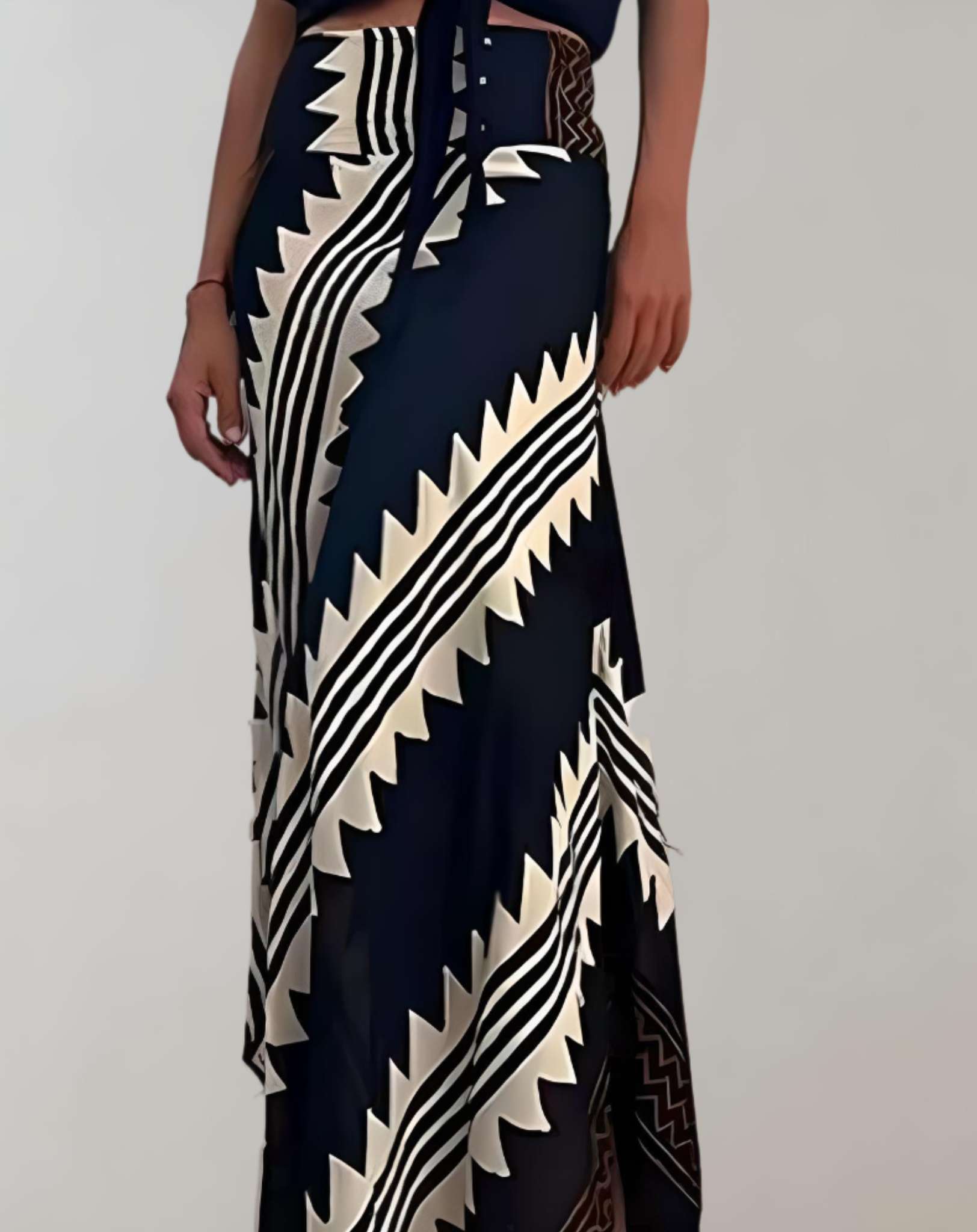 Emilia - Hoch taillierter und langer Rock mit zufälligem Musterdruck Rock