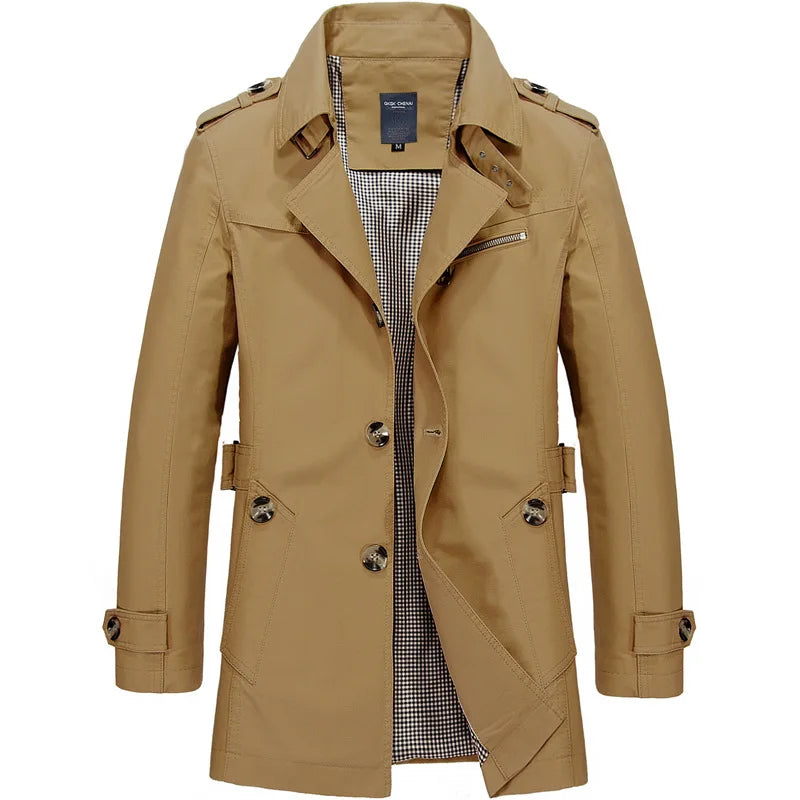Viggo | Elegante schlanke Herren-Trenchcoat mit Knopfverschluss