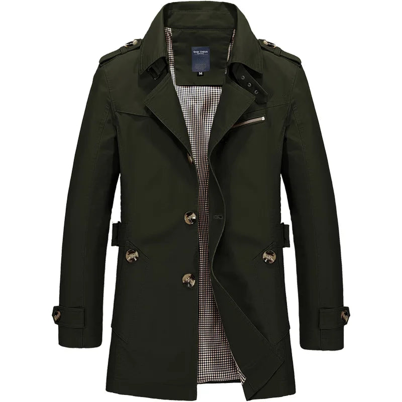 Viggo | Elegante schlanke Herren-Trenchcoat mit Knopfverschluss