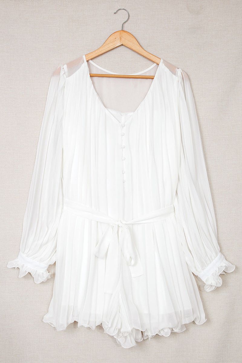 Spitzenkleid mit V-Ausschnitt und Rüschen - Glenna