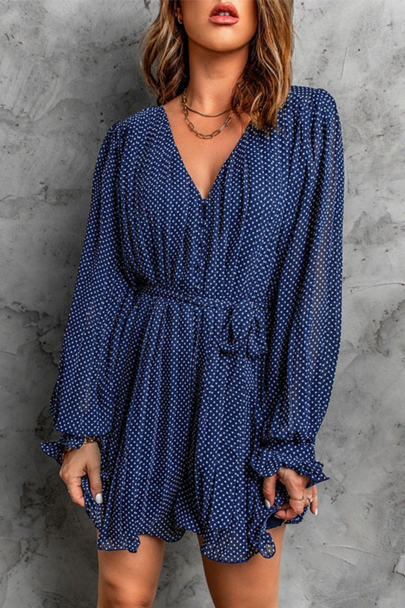 Spitzenkleid mit V-Ausschnitt und Rüschen - Glenna