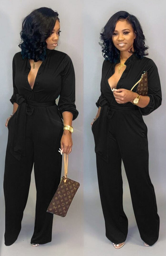 Didi - Eleganter Jumpsuit mit langen Ärmeln und Knopfverschluss