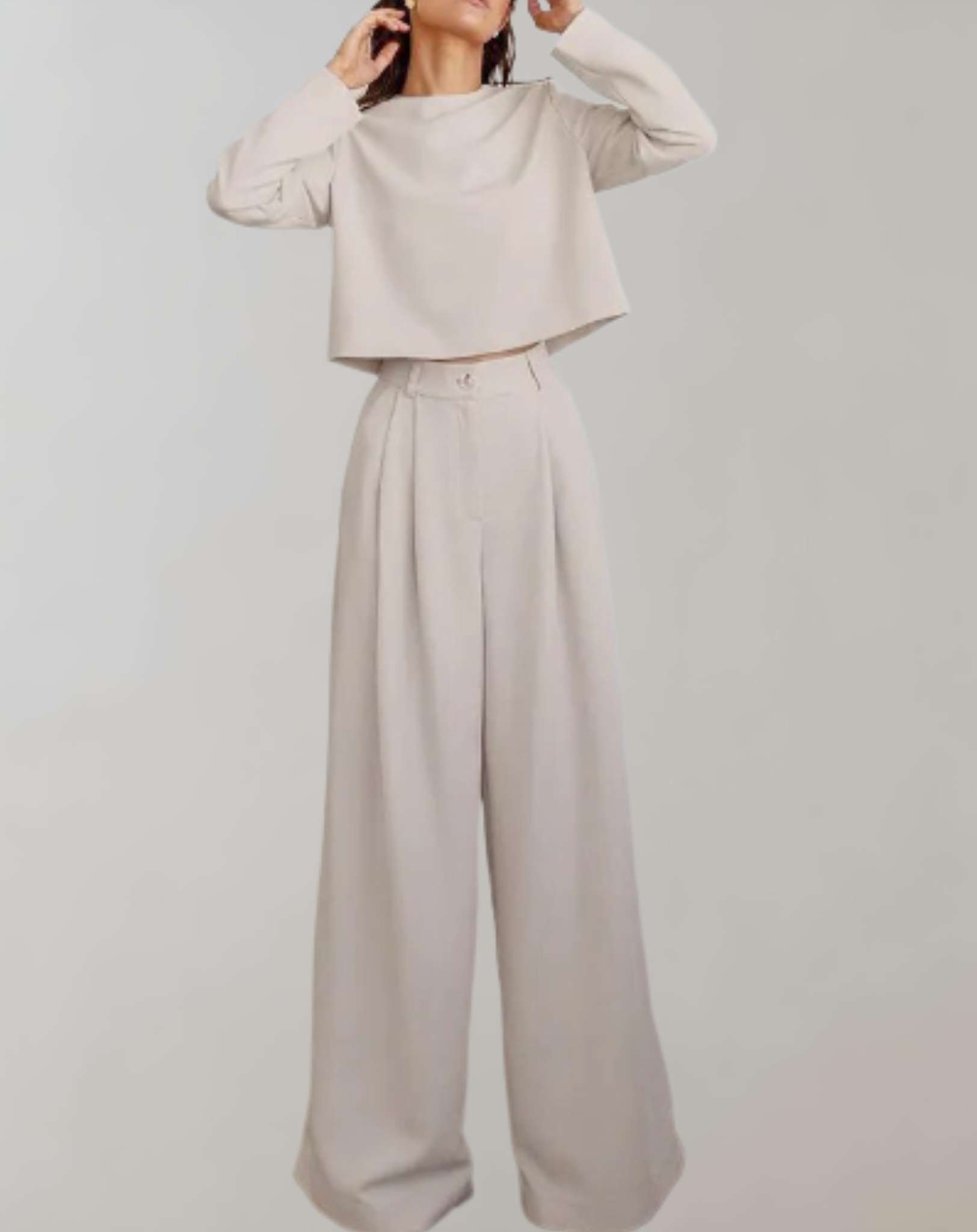 Joana -  Hose mit hohem Bund weitem Bein und Seitentaschen Hose