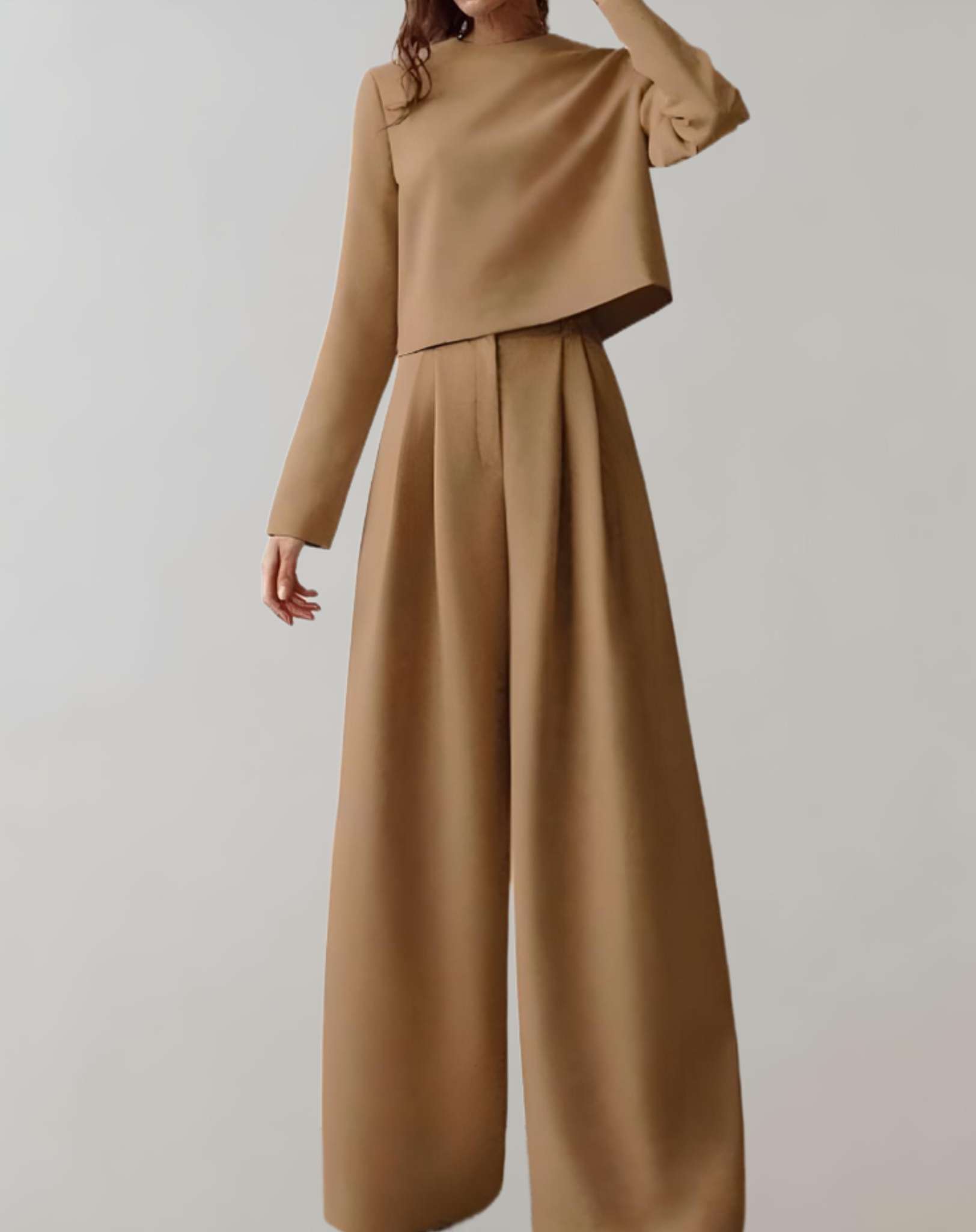 Joana -  Hose mit hohem Bund weitem Bein und Seitentaschen Hose