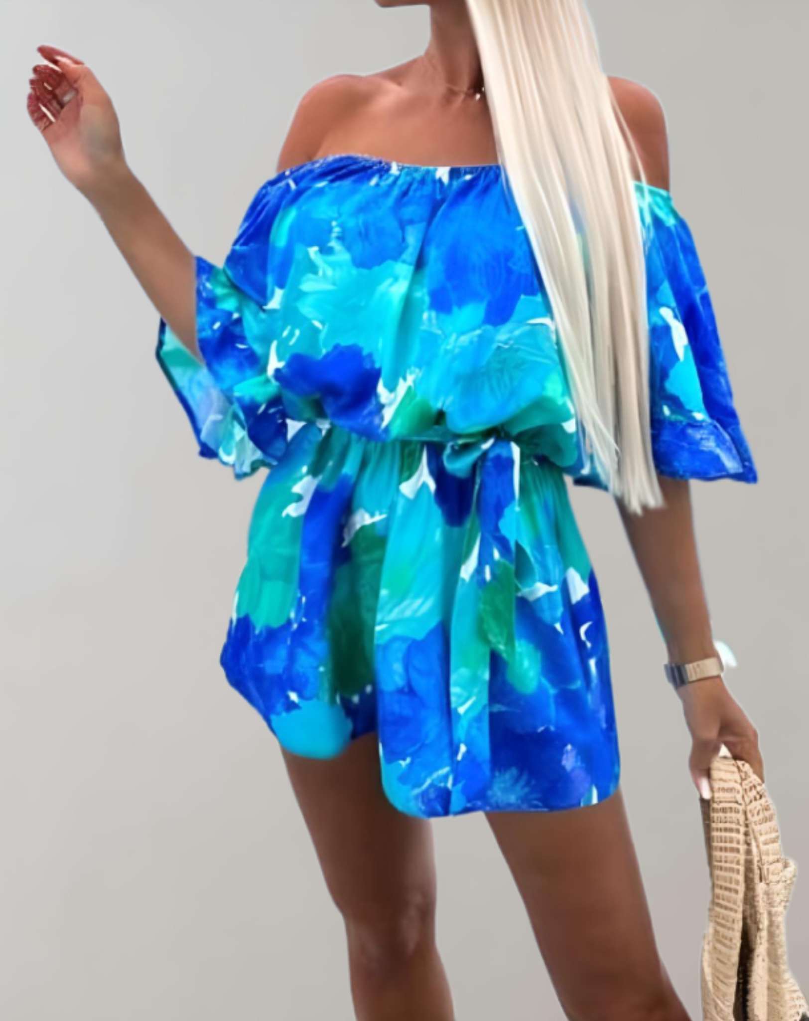 Linette -  Halblange Ärmel mit zufälligem Design Strampler Overall