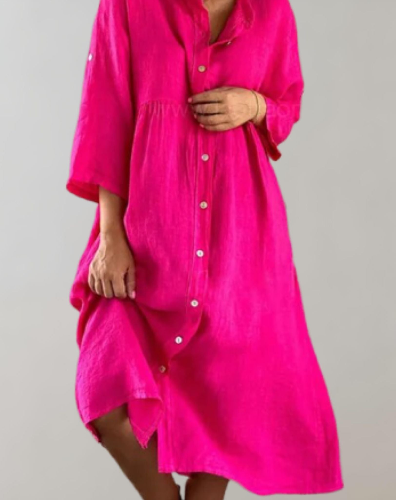 Matilda - Übergroßes Kleid mit Knöpfen und halblangen Ärmeln Kleid