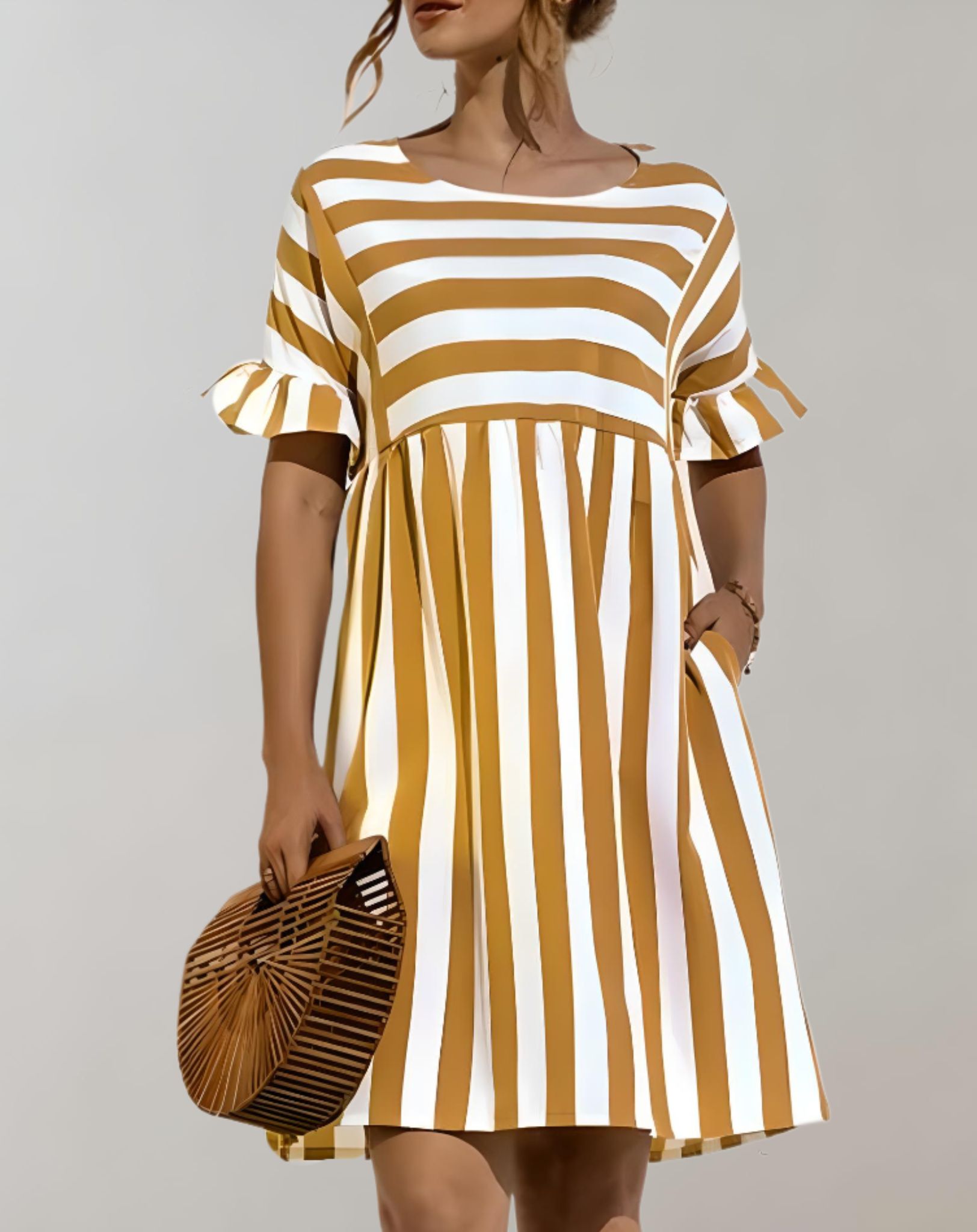 Melody - Weites Minikleid mit Rundhalsausschnitt und Streifendesign Kleid