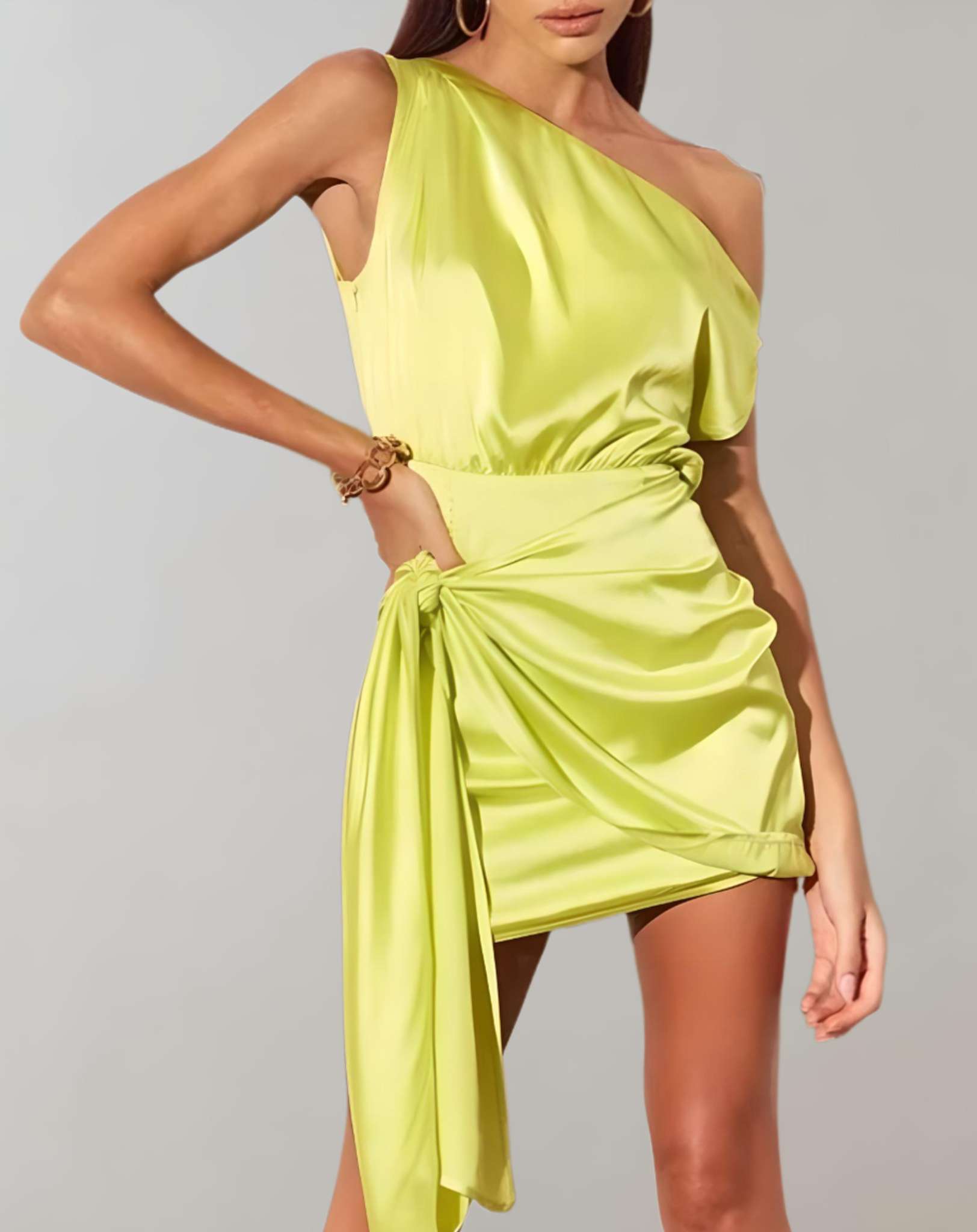 Mikaela - One Shoulder Minikleid aus Seidenstoff Kleid