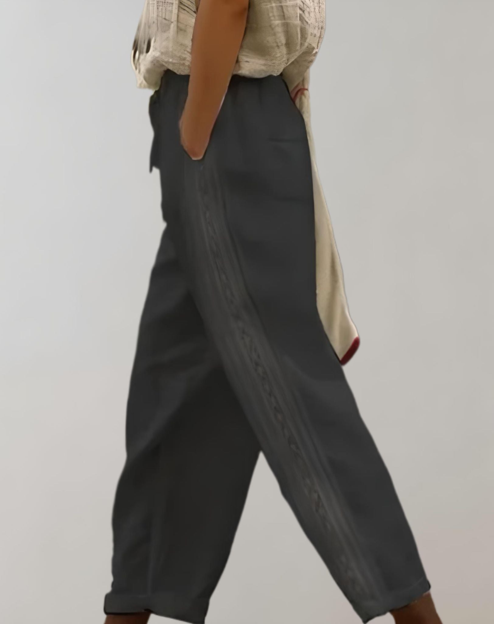 Monica - Gerade geschnittene Hose mit hohem Bund weitem Bein und Seitentaschen Hose