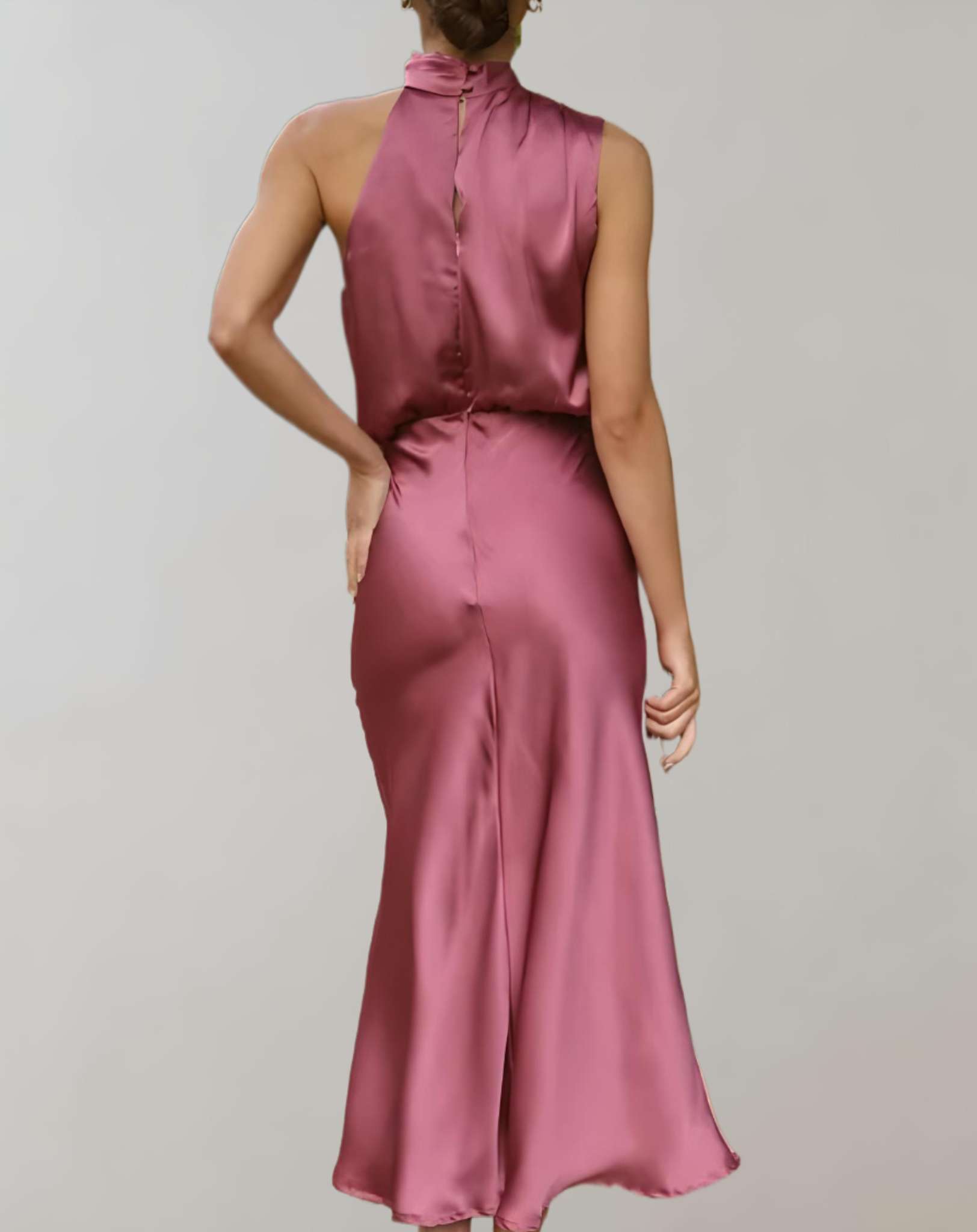 Moreen -  Ärmelloses langes Seidenkleid mit Rollkragen Kleid