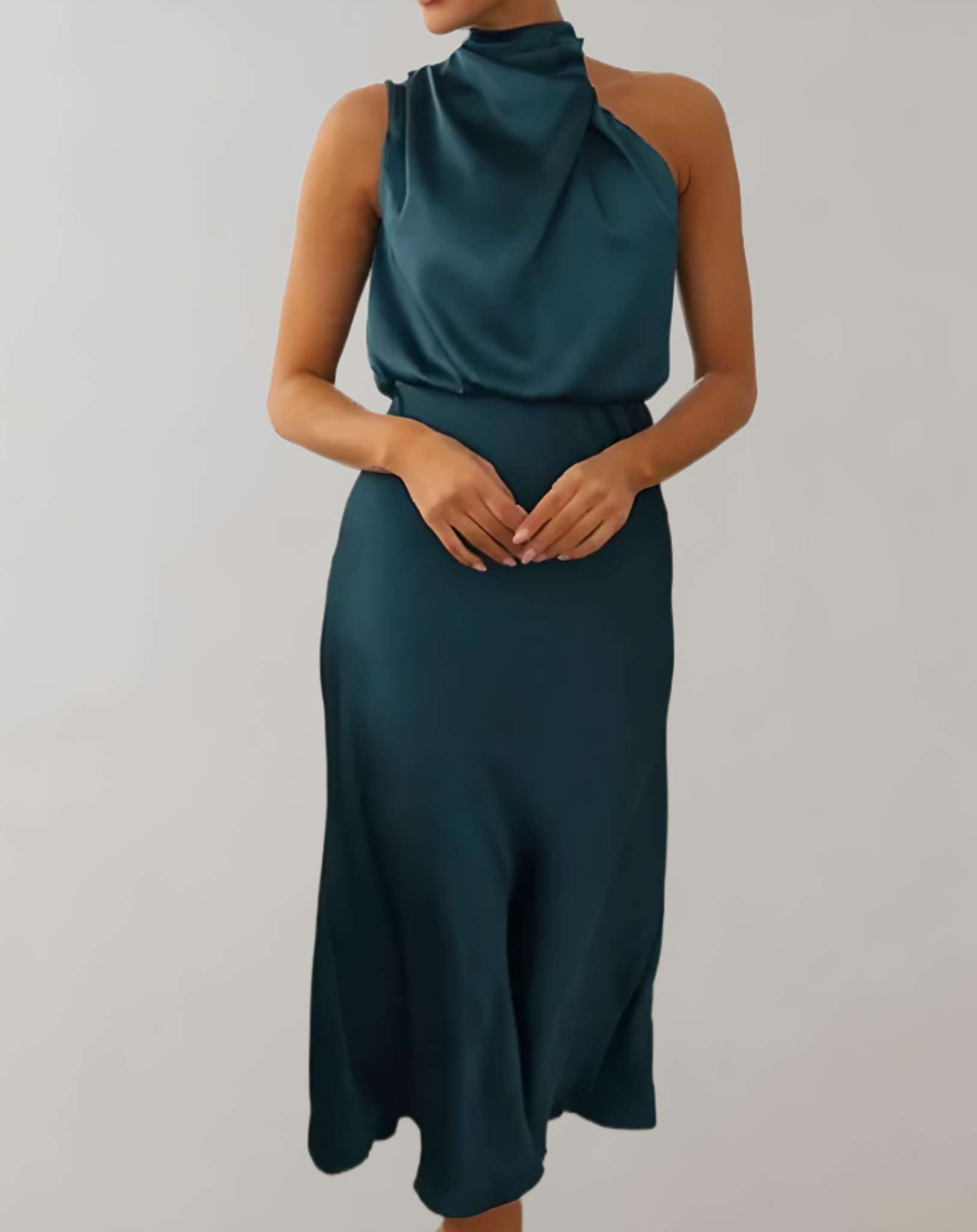 Moreen -  Ärmelloses langes Seidenkleid mit Rollkragen Kleid