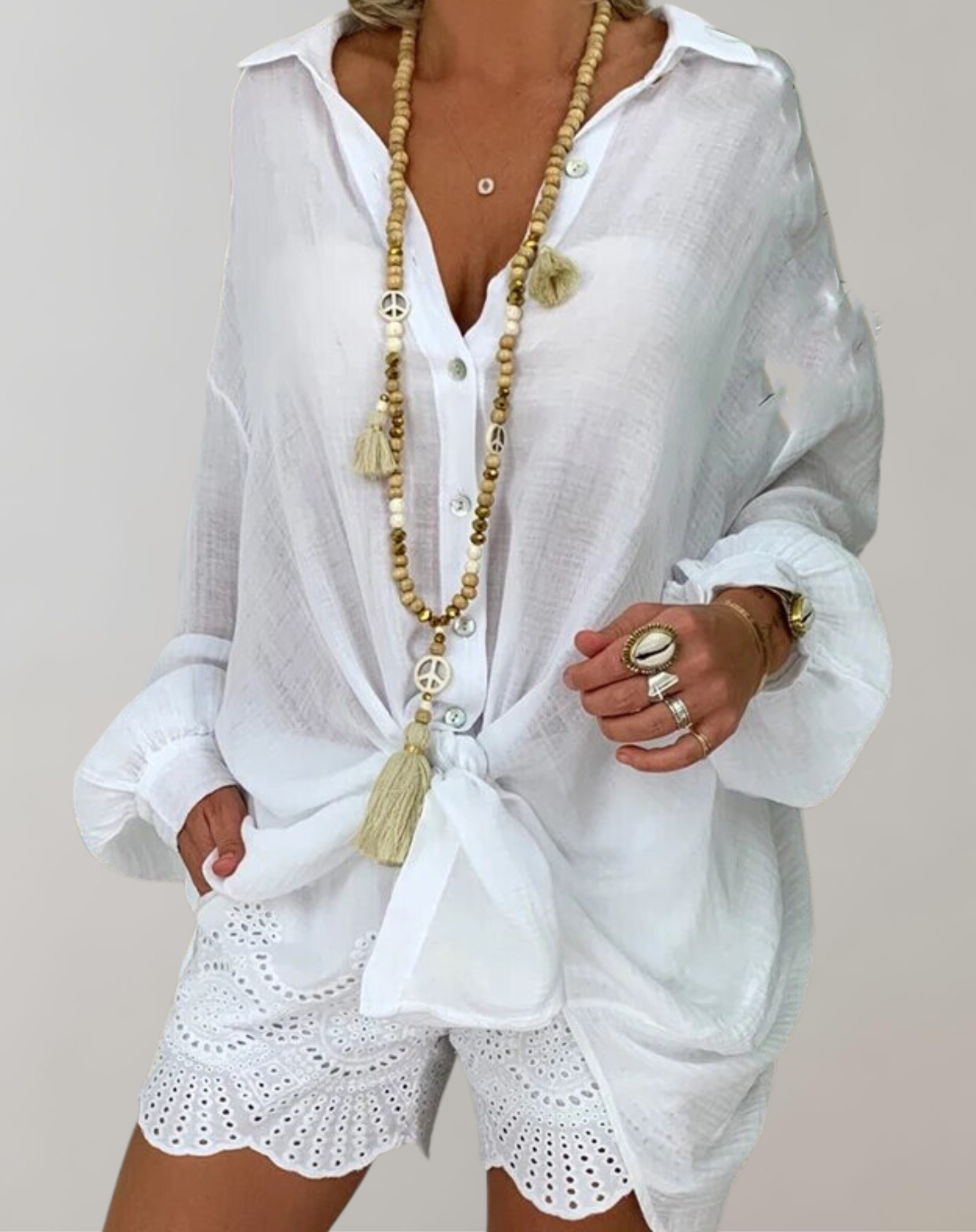 Paloma - Langärmeliges Leinenhemd in Übergrößen